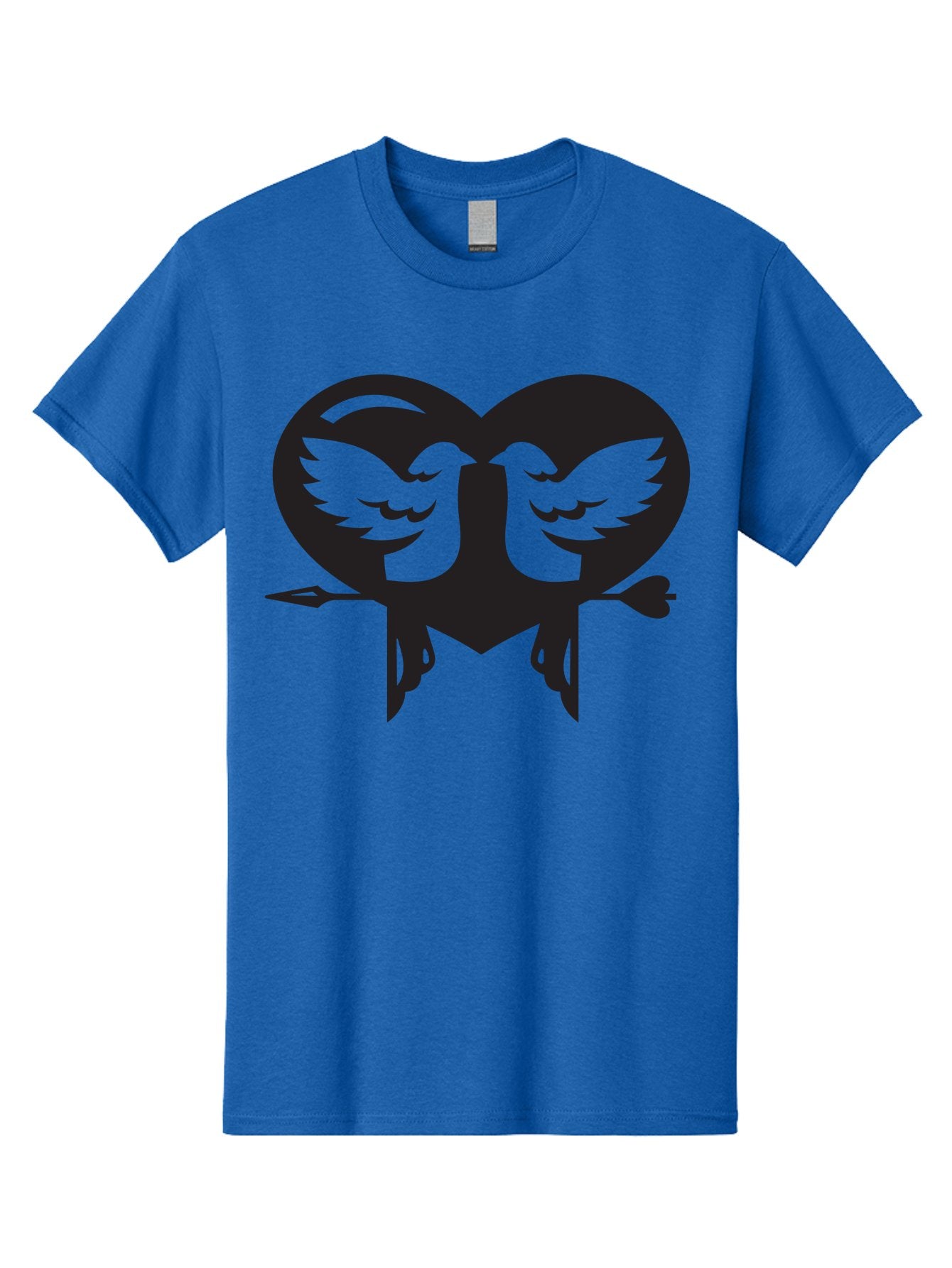 Cupid Men'S Graphic Tee, 100% Cotton, Comfortable Casual Summer Wear, Machine Washable, Heart Shape, Swallows Silhouette, Doves, Birds In Love, Arrow Through Heart, Love Symbol, Romantic Gesture, Tender Moment, Heartwarming Scene, Bird Art, Aab267 3