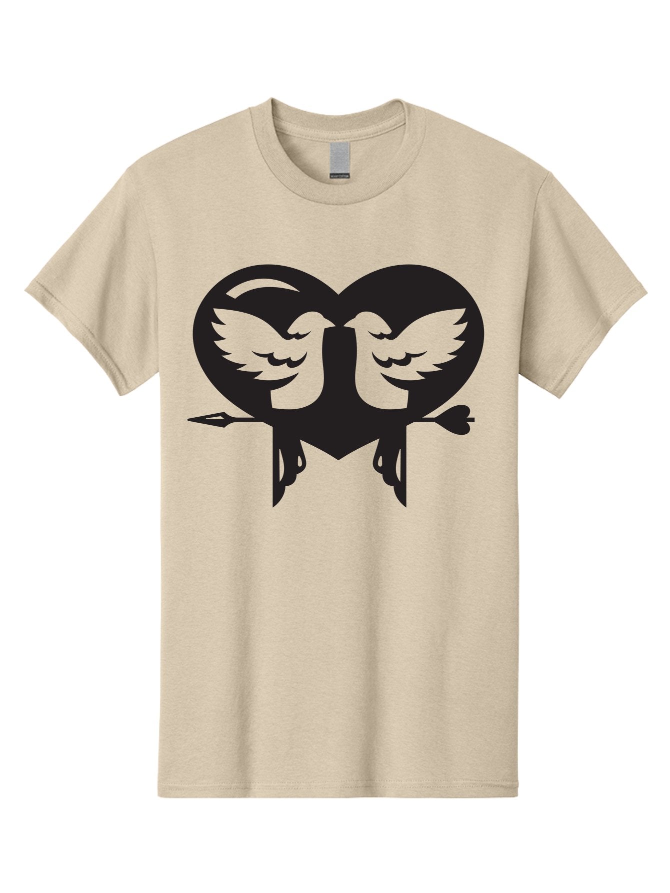 Cupid Men'S Graphic Tee, 100% Cotton, Comfortable Casual Summer Wear, Machine Washable, Heart Shape, Swallows Silhouette, Doves, Birds In Love, Arrow Through Heart, Love Symbol, Romantic Gesture, Tender Moment, Heartwarming Scene, Bird Art, Aab267 4