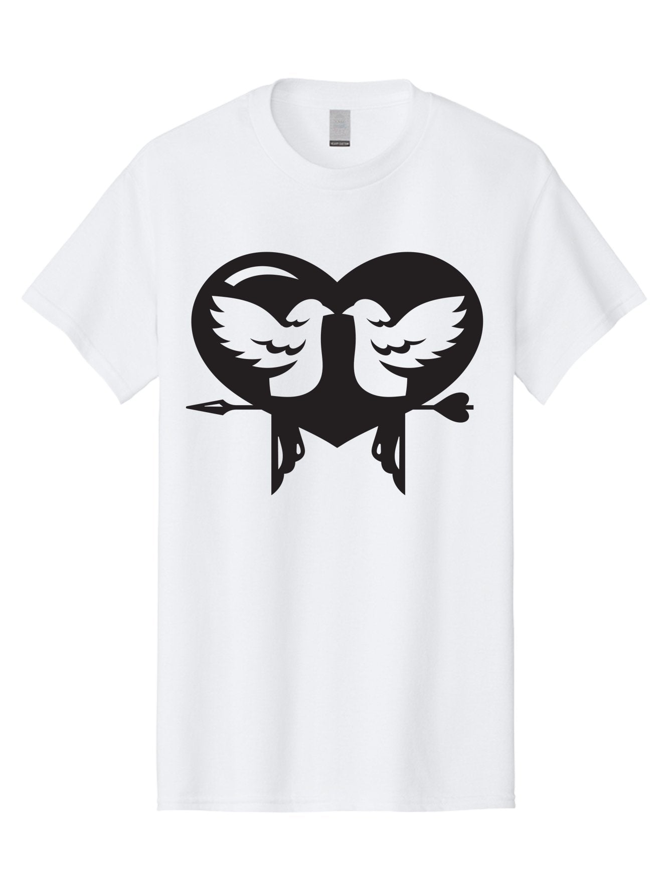 Cupid Men'S Graphic Tee, 100% Cotton, Comfortable Casual Summer Wear, Machine Washable, Heart Shape, Swallows Silhouette, Doves, Birds In Love, Arrow Through Heart, Love Symbol, Romantic Gesture, Tender Moment, Heartwarming Scene, Bird Art, Aab267 7