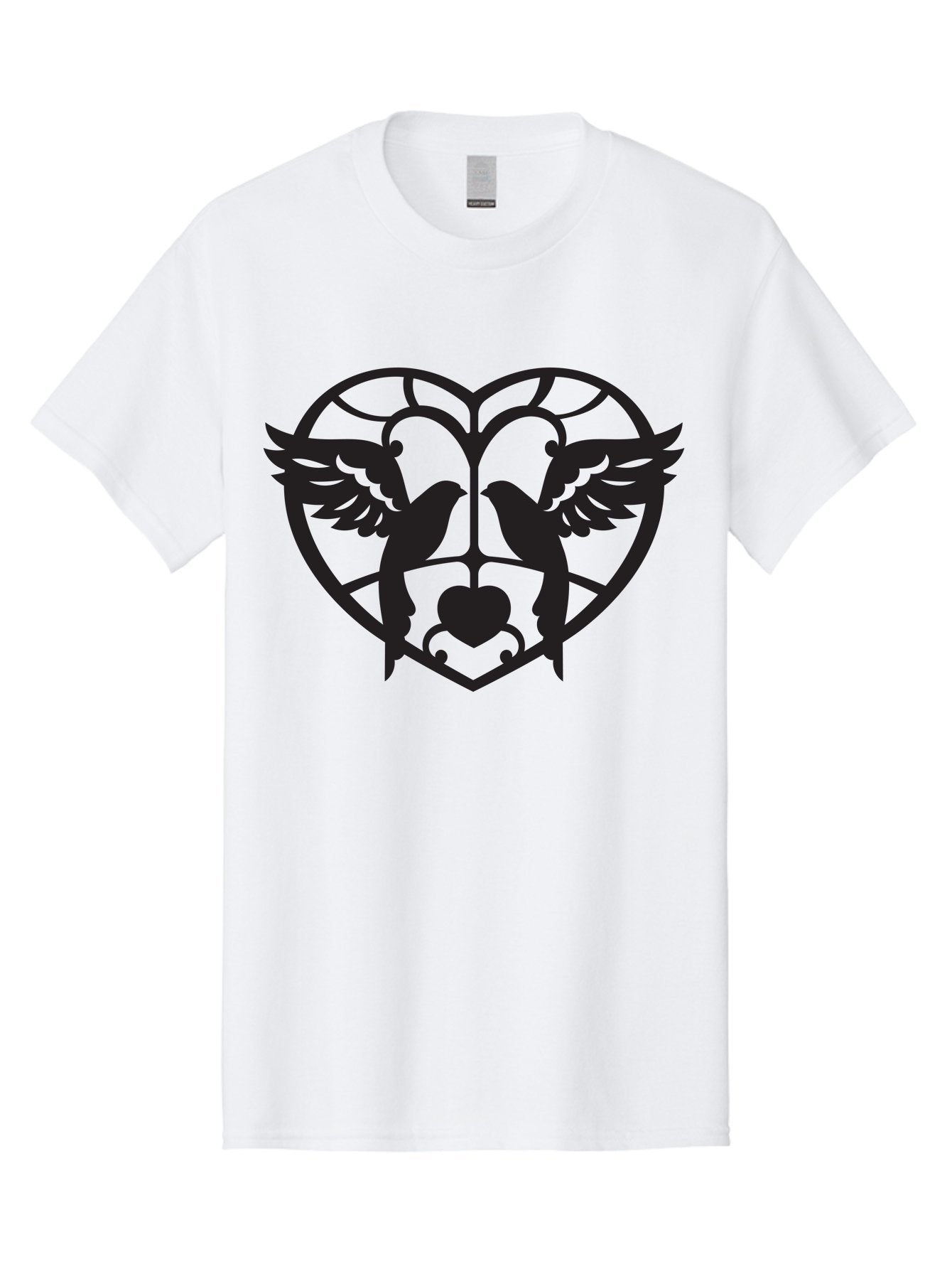 Dove-Heart Men'S Graphic Tee, 100% Cotton, Comfortable Casual Summer Wear, Machine Washable, Doves In Love, Heart Symbol, Symbol Of Love, Peace Doves, Unity, Harmony, Love And Peace, Couple Doves, Decorative Doves Aab268 13