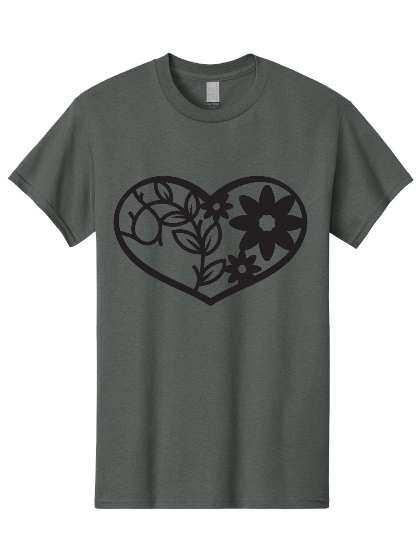 Floral-Heart Men'S Graphic Tee, 100% Cotton, Comfortable Casual Summer Wear, Machine Washable, Heart Shape, Floral Design, Flowers, Leaves, Botanical Elements, Love Symbol, Decorative Art, Simple Illustrations, Minimalist Style, Flower Motifs Aab269 10