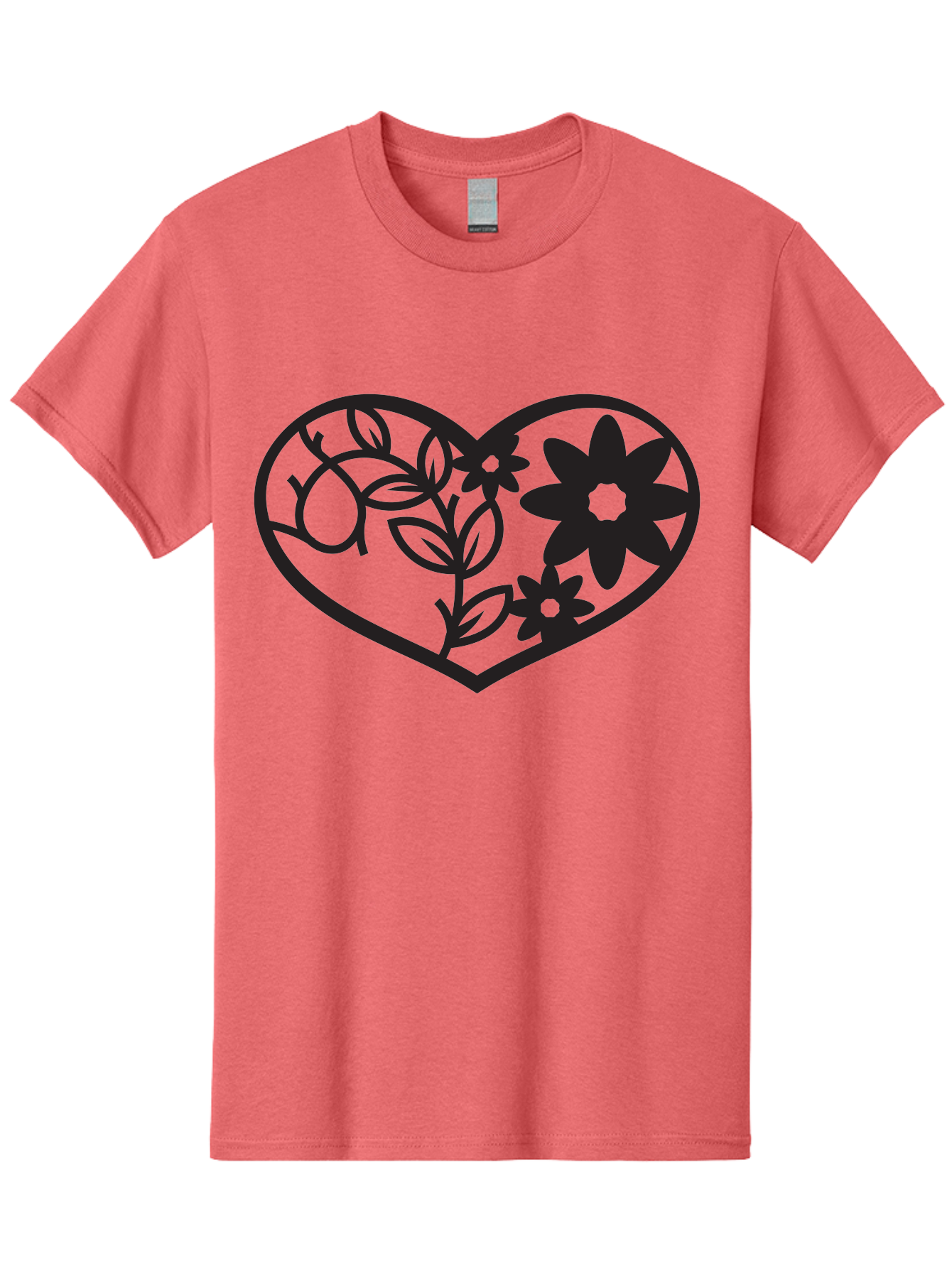 Floral-Heart Men'S Graphic Tee, 100% Cotton, Comfortable Casual Summer Wear, Machine Washable, Heart Shape, Floral Design, Flowers, Leaves, Botanical Elements, Love Symbol, Decorative Art, Simple Illustrations, Minimalist Style, Flower Motifs Aab269