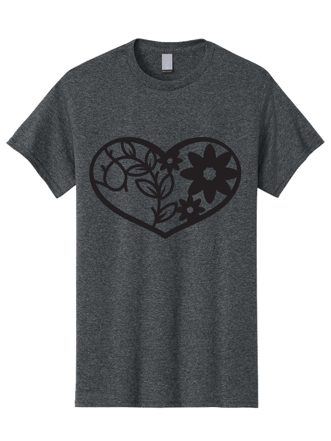 Floral-Heart Men'S Graphic Tee, 100% Cotton, Comfortable Casual Summer Wear, Machine Washable, Heart Shape, Floral Design, Flowers, Leaves, Botanical Elements, Love Symbol, Decorative Art, Simple Illustrations, Minimalist Style, Flower Motifs Aab269 12