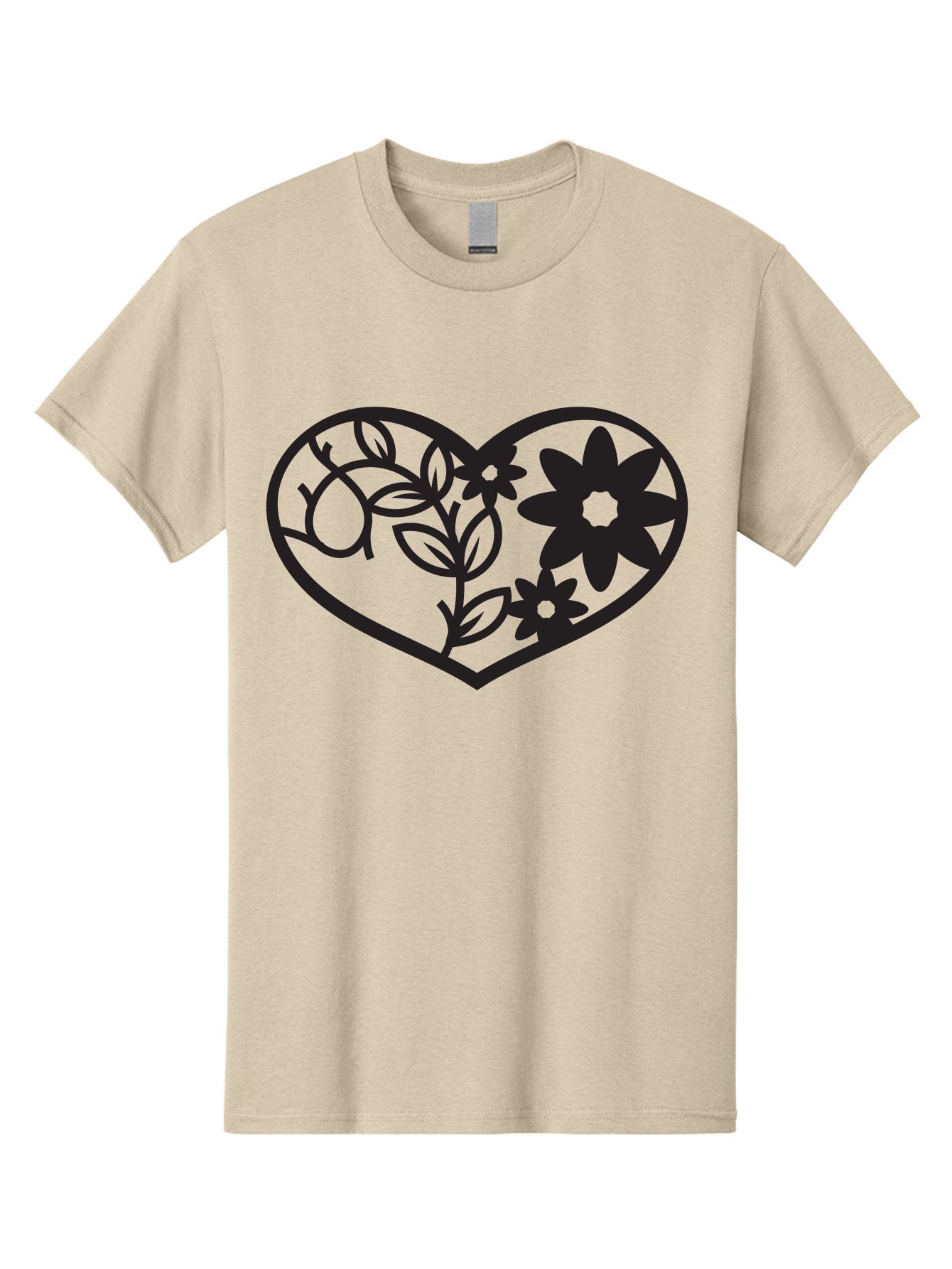 Floral-Heart Men'S Graphic Tee, 100% Cotton, Comfortable Casual Summer Wear, Machine Washable, Heart Shape, Floral Design, Flowers, Leaves, Botanical Elements, Love Symbol, Decorative Art, Simple Illustrations, Minimalist Style, Flower Motifs Aab269 11