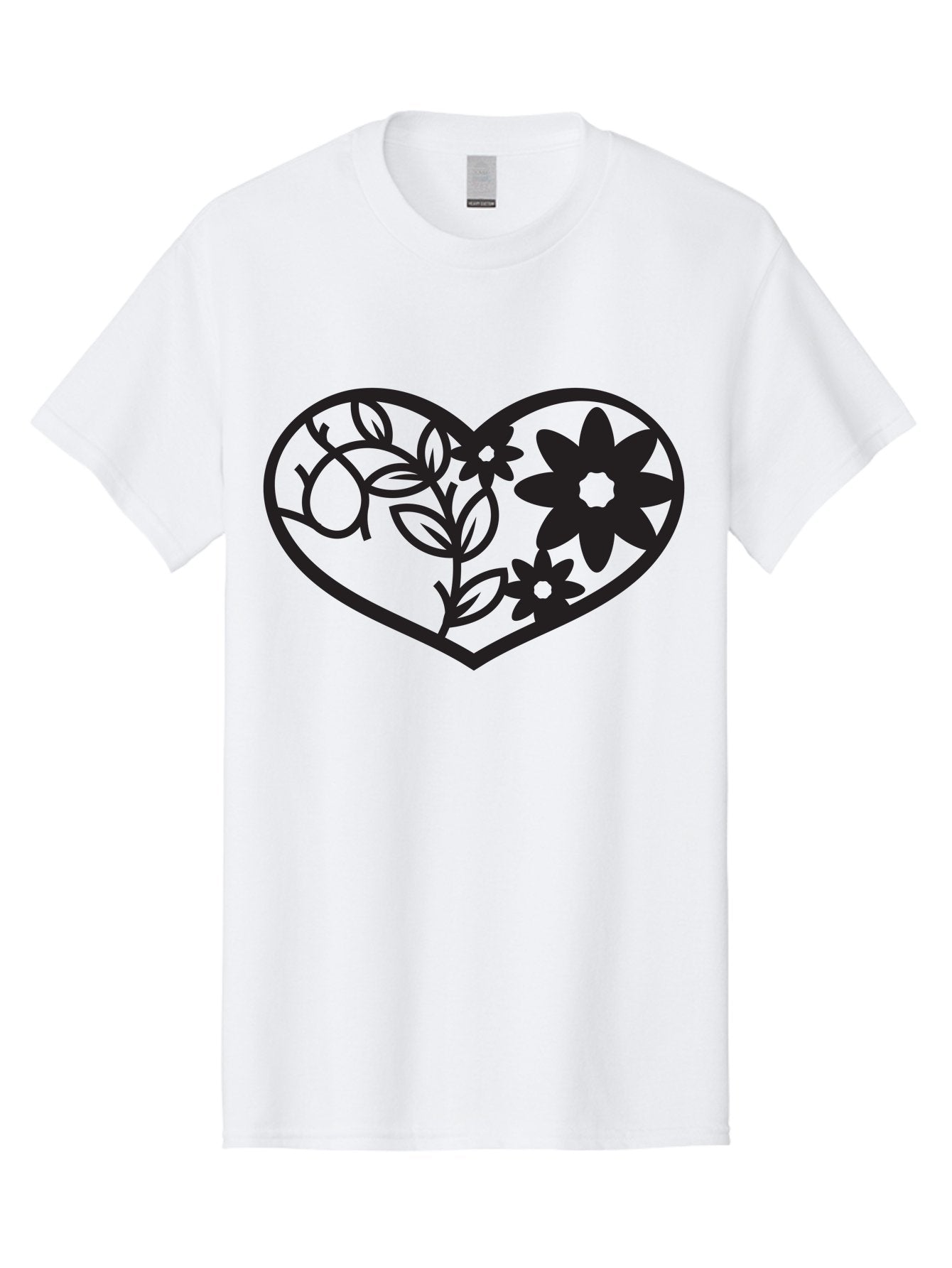 Floral-Heart Men'S Graphic Tee, 100% Cotton, Comfortable Casual Summer Wear, Machine Washable, Heart Shape, Floral Design, Flowers, Leaves, Botanical Elements, Love Symbol, Decorative Art, Simple Illustrations, Minimalist Style, Flower Motifs Aab269 5