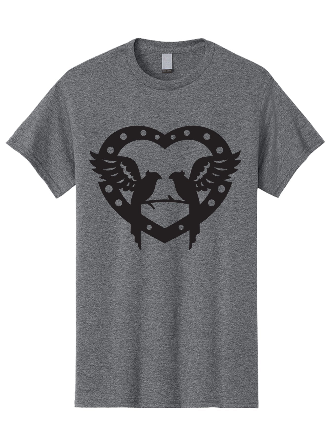 Heart-Birds Men'S Graphic Tee, 100% Cotton, Comfortable Casual Summer Wear, Machine Washable, Love Birds, Heart Shape, Decorative Key, Symbol Of Love, Romantic Motifs, Valentine'S Day Theme, Couple Birds, Winged Hearts, Ornate Design, Aab273 6