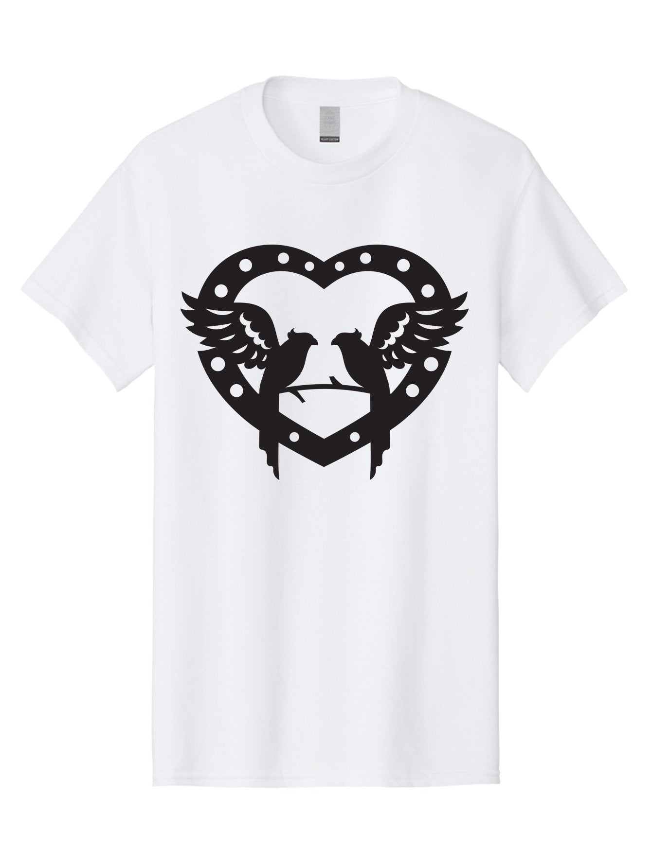 Heart-Birds Men'S Graphic Tee, 100% Cotton, Comfortable Casual Summer Wear, Machine Washable, Love Birds, Heart Shape, Decorative Key, Symbol Of Love, Romantic Motifs, Valentine'S Day Theme, Couple Birds, Winged Hearts, Ornate Design, Aab273 4
