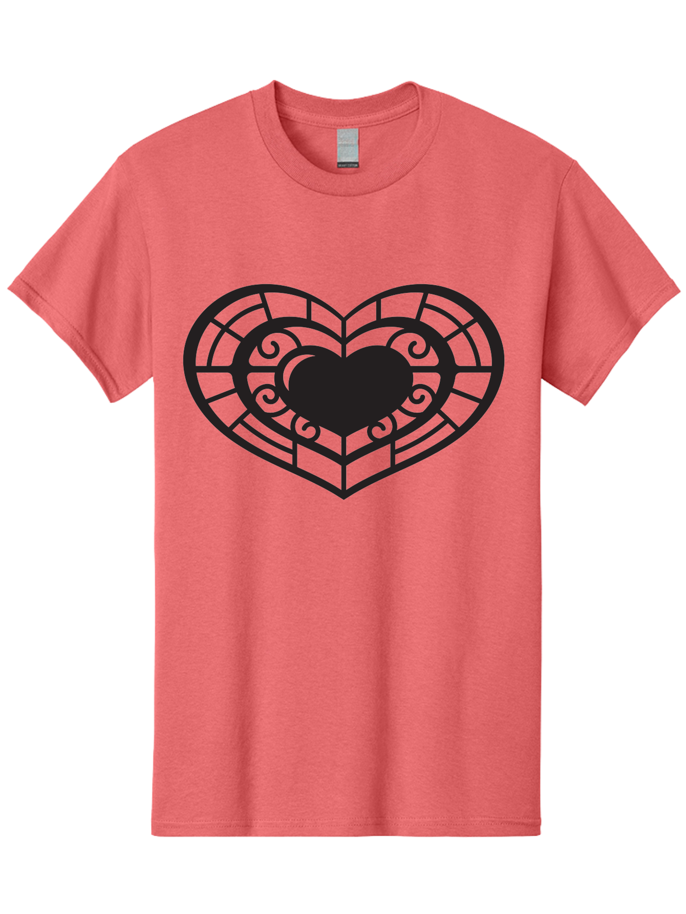 Heart-Design Men'S Graphic Tee, 100% Cotton, Comfortable Casual Summer Wear, Machine Washable, Stained Glass Heart, Decorative Heart, Intricate Design, Heart Silhouette, Ornate Pattern, Swirling Shapes, Love Symbol, Valentines Day Aab274 15