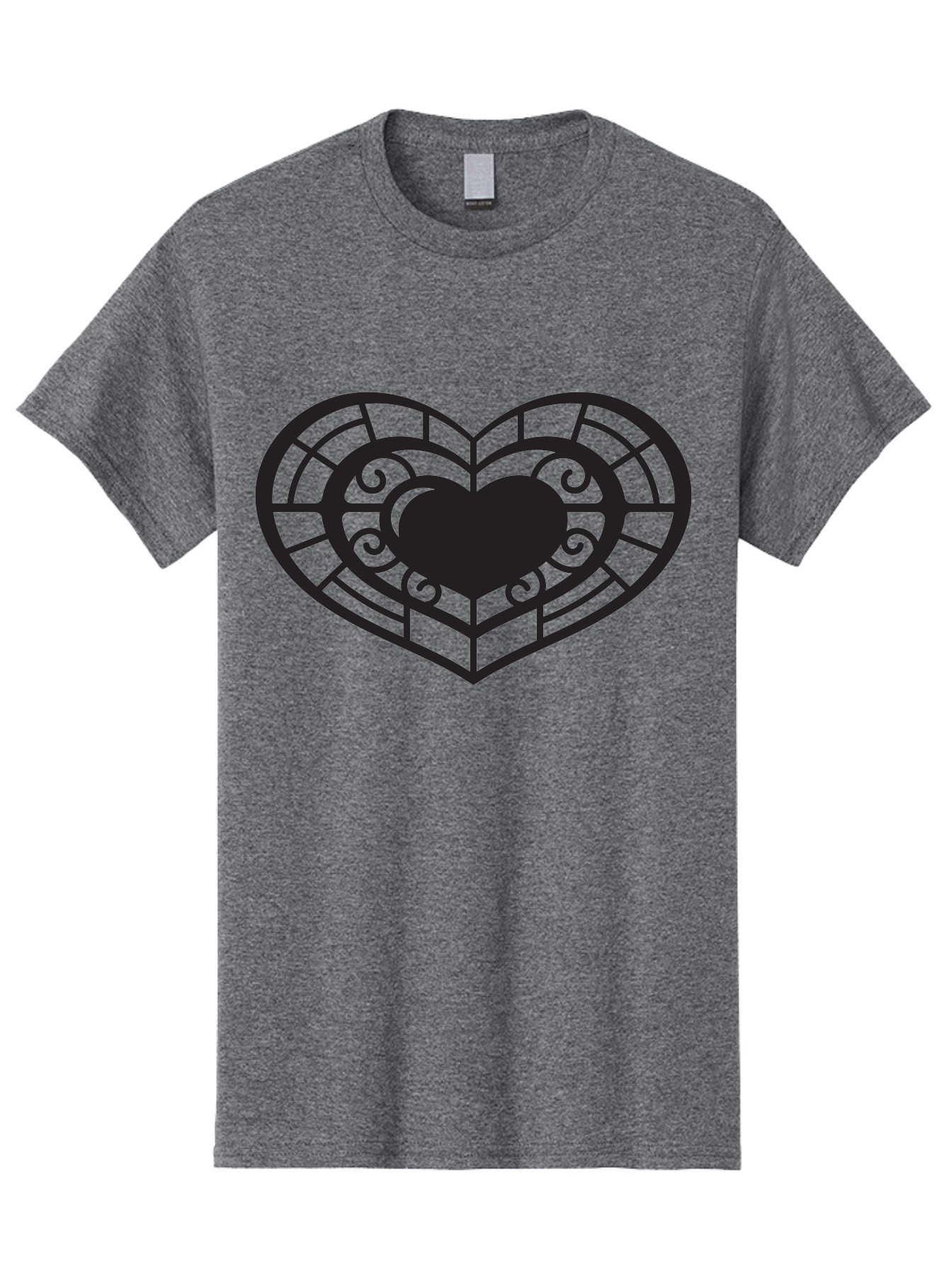 Heart-Design Men'S Graphic Tee, 100% Cotton, Comfortable Casual Summer Wear, Machine Washable, Stained Glass Heart, Decorative Heart, Intricate Design, Heart Silhouette, Ornate Pattern, Swirling Shapes, Love Symbol, Valentines Day Aab274