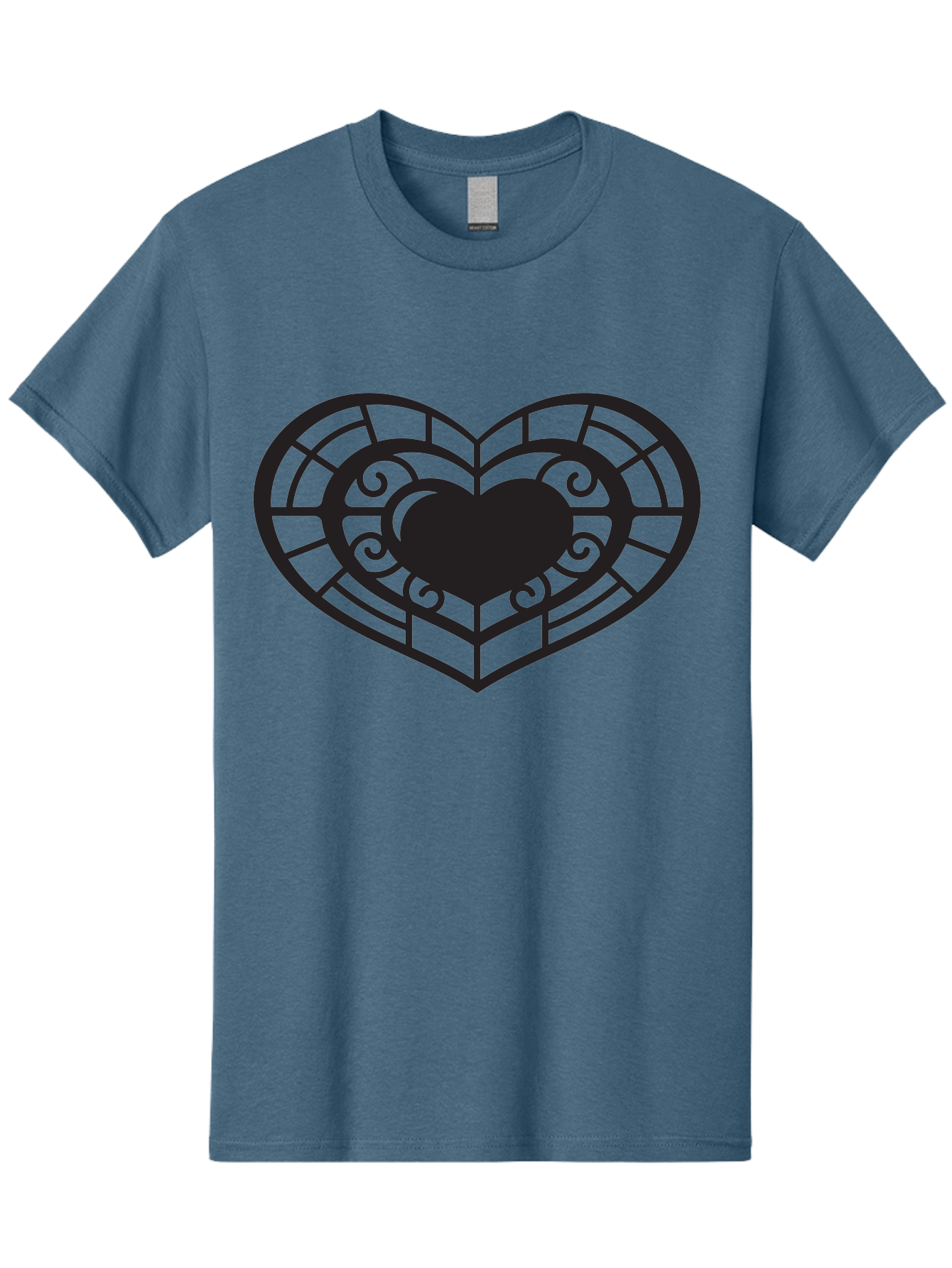 Heart-Design Men'S Graphic Tee, 100% Cotton, Comfortable Casual Summer Wear, Machine Washable, Stained Glass Heart, Decorative Heart, Intricate Design, Heart Silhouette, Ornate Pattern, Swirling Shapes, Love Symbol, Valentines Day Aab274 13