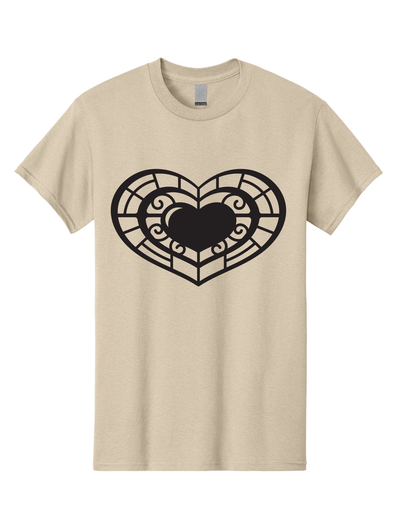 Heart-Design Men'S Graphic Tee, 100% Cotton, Comfortable Casual Summer Wear, Machine Washable, Stained Glass Heart, Decorative Heart, Intricate Design, Heart Silhouette, Ornate Pattern, Swirling Shapes, Love Symbol, Valentines Day Aab274 7