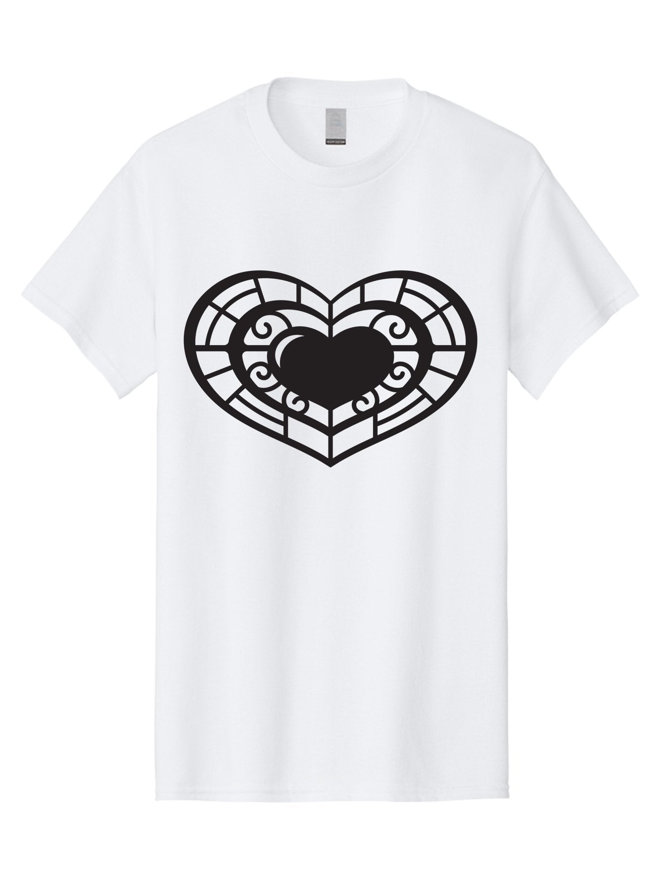 Heart-Design Men'S Graphic Tee, 100% Cotton, Comfortable Casual Summer Wear, Machine Washable, Stained Glass Heart, Decorative Heart, Intricate Design, Heart Silhouette, Ornate Pattern, Swirling Shapes, Love Symbol, Valentines Day Aab274 8