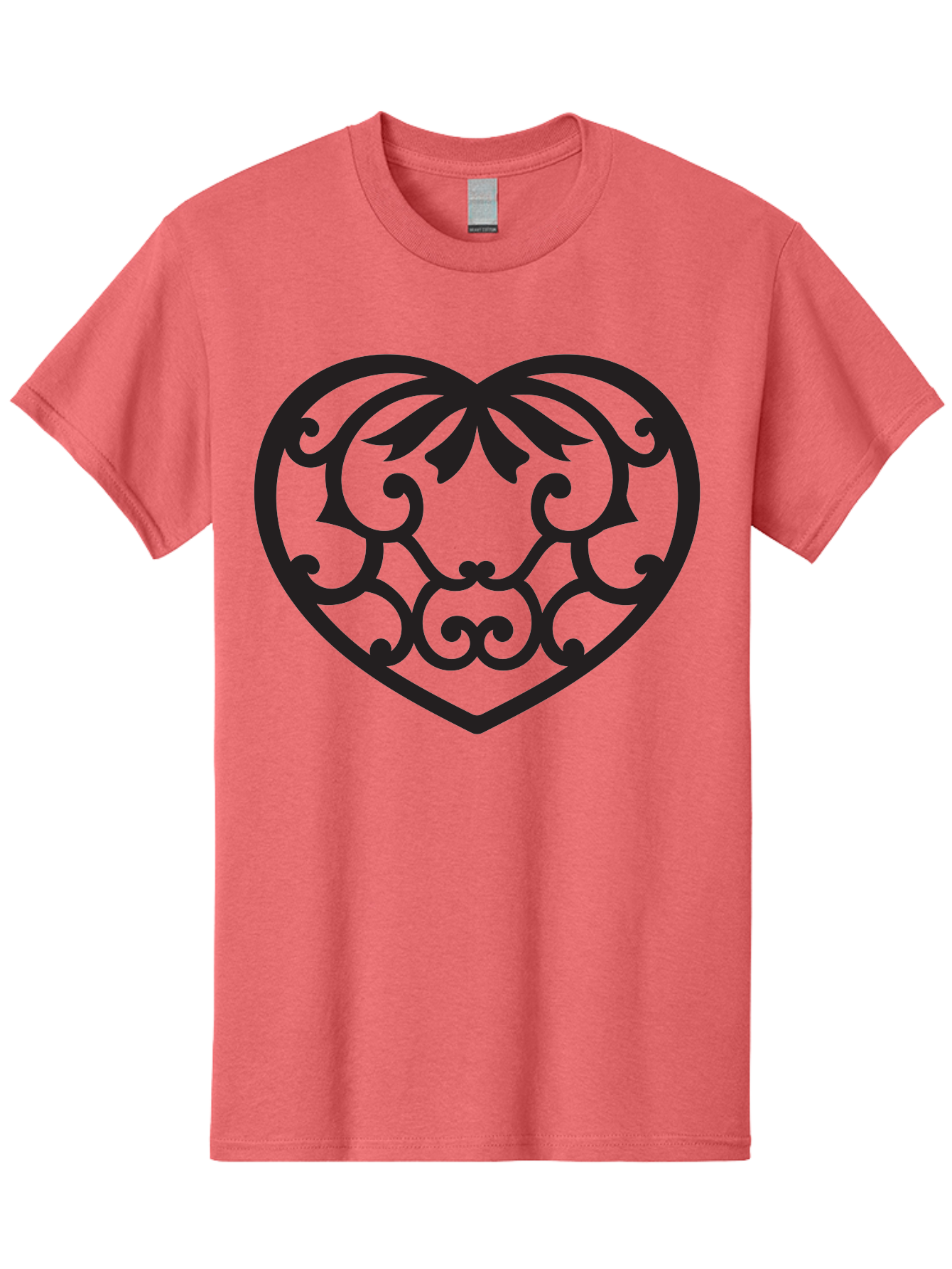 Heart-Filigree Men'S Graphic Tee, 100% Cotton, Comfortable Casual Summer Wear, Machine Washable, Filigree Heart, Floral Pattern, Heart Shape, Black Design, Ornate Details, Elegant Style, Romantic Symbol, Decorative Art Aab275 5