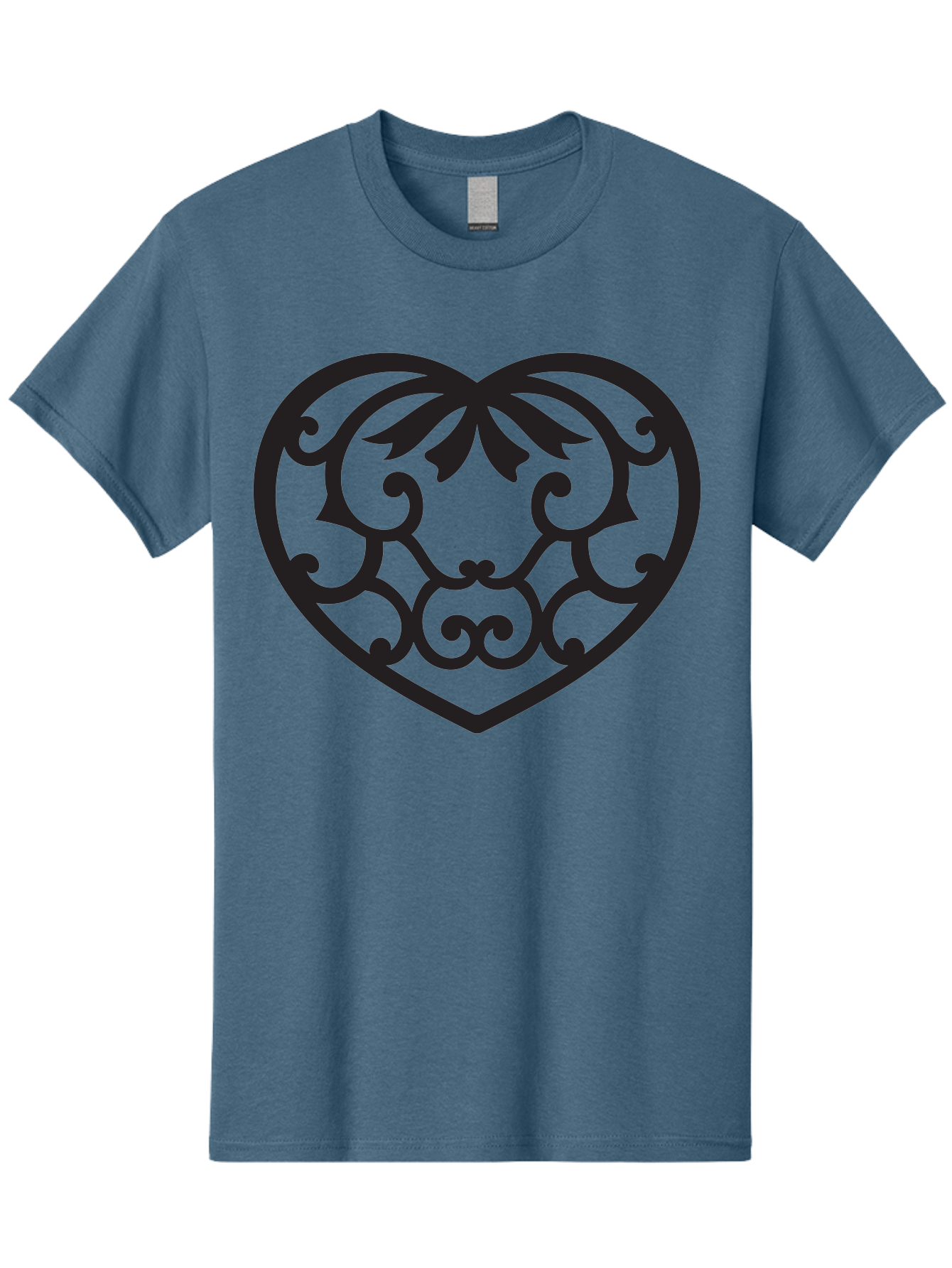 Heart-Filigree Men'S Graphic Tee, 100% Cotton, Comfortable Casual Summer Wear, Machine Washable, Filigree Heart, Floral Pattern, Heart Shape, Black Design, Ornate Details, Elegant Style, Romantic Symbol, Decorative Art Aab275 11
