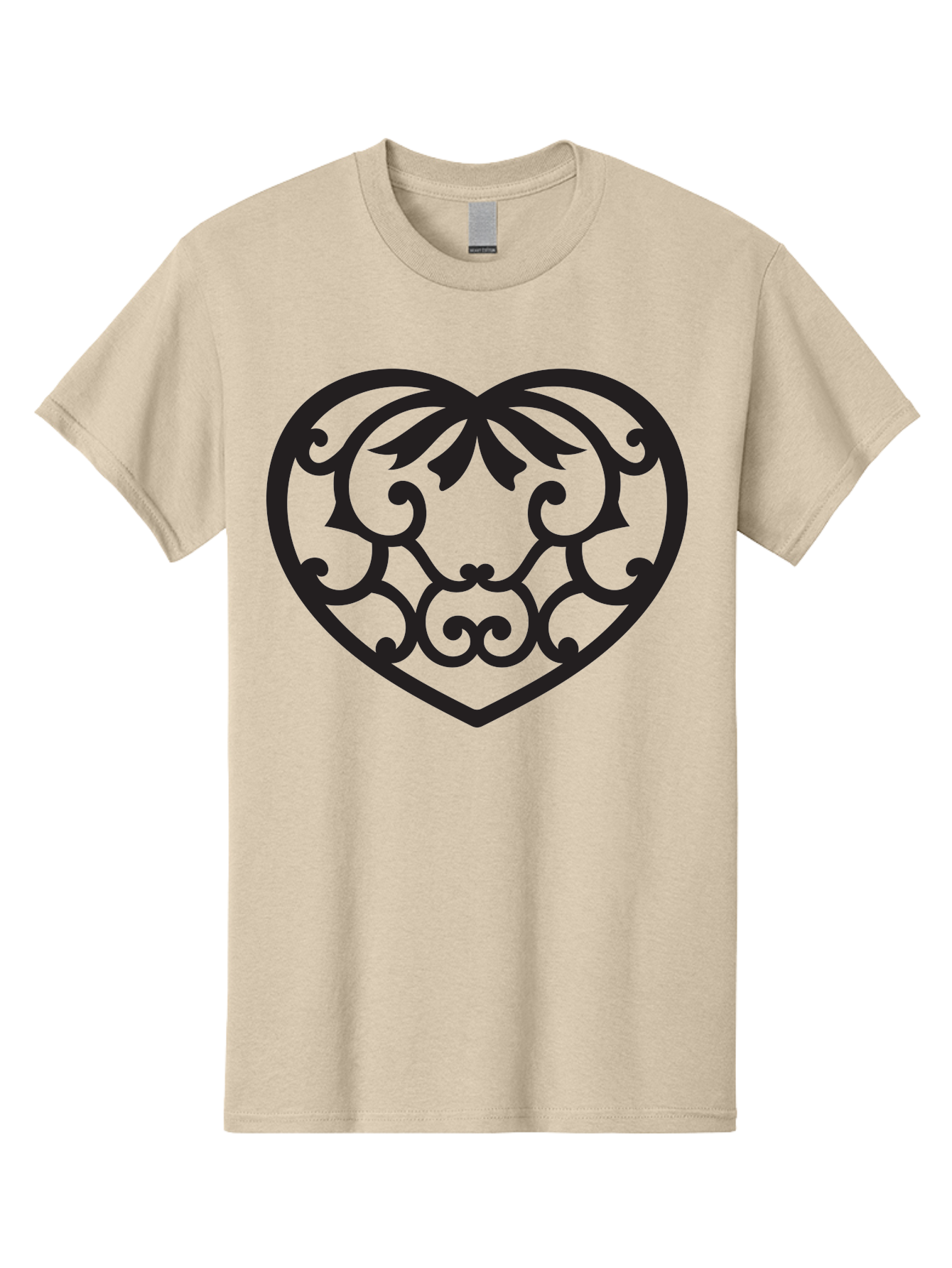 Heart-Filigree Men'S Graphic Tee, 100% Cotton, Comfortable Casual Summer Wear, Machine Washable, Filigree Heart, Floral Pattern, Heart Shape, Black Design, Ornate Details, Elegant Style, Romantic Symbol, Decorative Art Aab275 27