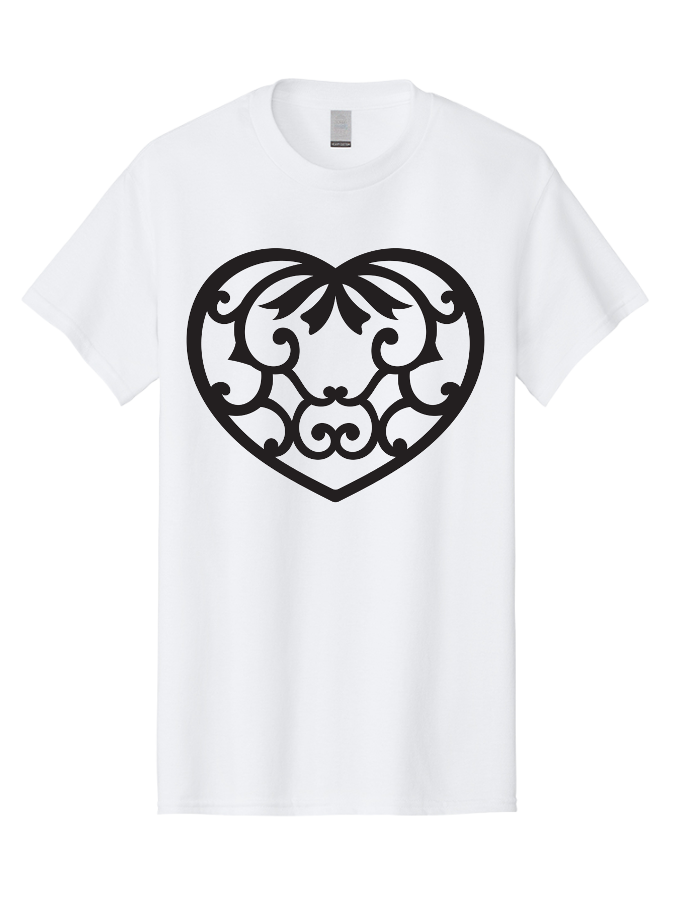 Heart-Filigree Men'S Graphic Tee, 100% Cotton, Comfortable Casual Summer Wear, Machine Washable, Filigree Heart, Floral Pattern, Heart Shape, Black Design, Ornate Details, Elegant Style, Romantic Symbol, Decorative Art Aab275 29