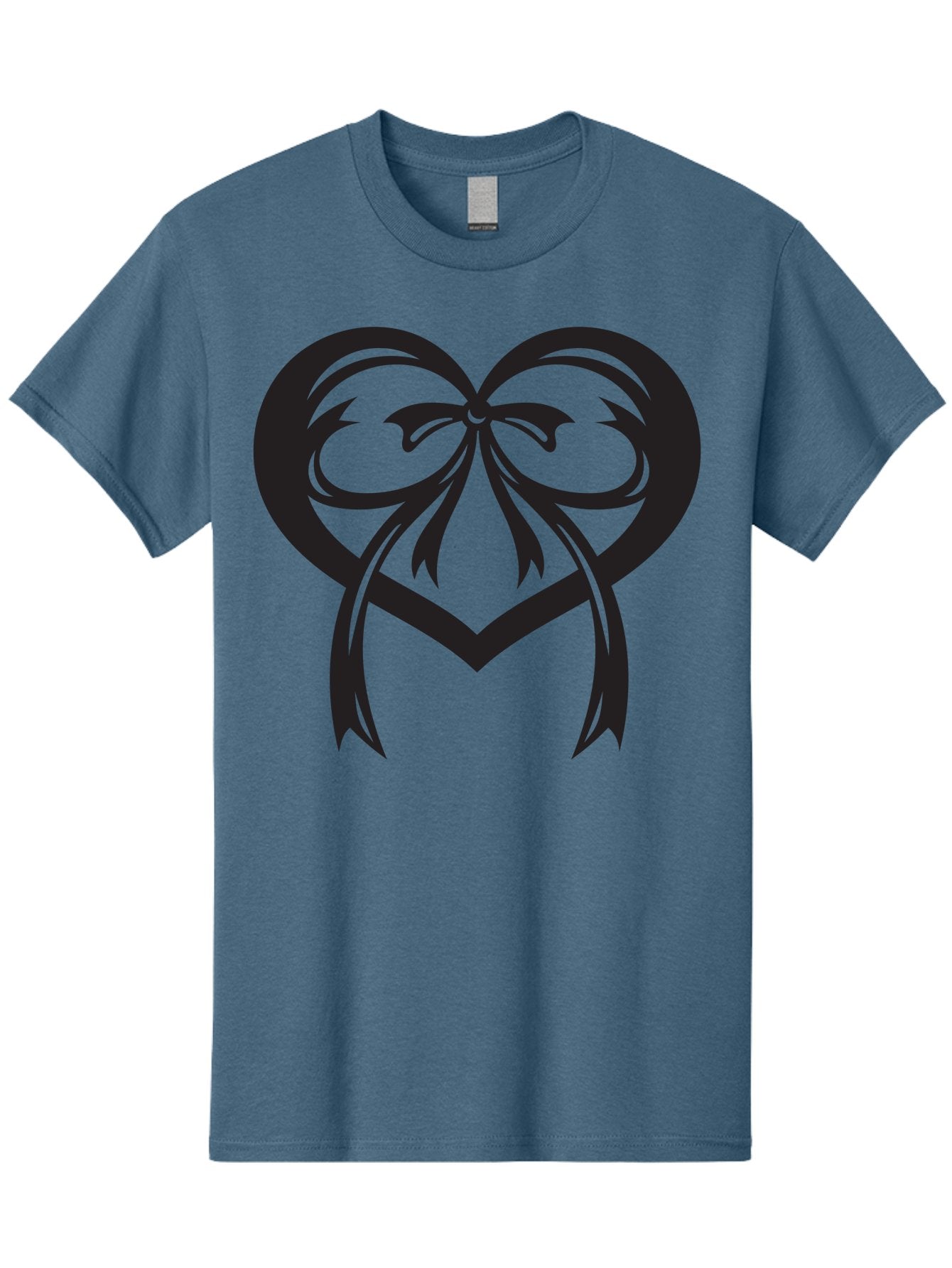 Heart-Graphic Men'S Graphic Tee, 100% Cotton, Comfortable Casual Summer Wear, Machine Washable, Heart Shape, Ribbon Bow, Heart Symbol, Love Sign, Valentine'S Day, Decorative Heart, Black Silhouette, Ribbon Design, Heart Decoration Aab276