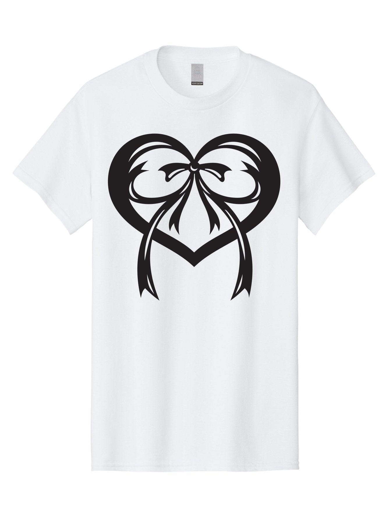 Heart-Graphic Men'S Graphic Tee, 100% Cotton, Comfortable Casual Summer Wear, Machine Washable, Heart Shape, Ribbon Bow, Heart Symbol, Love Sign, Valentine'S Day, Decorative Heart, Black Silhouette, Ribbon Design, Heart Decoration Aab276 13