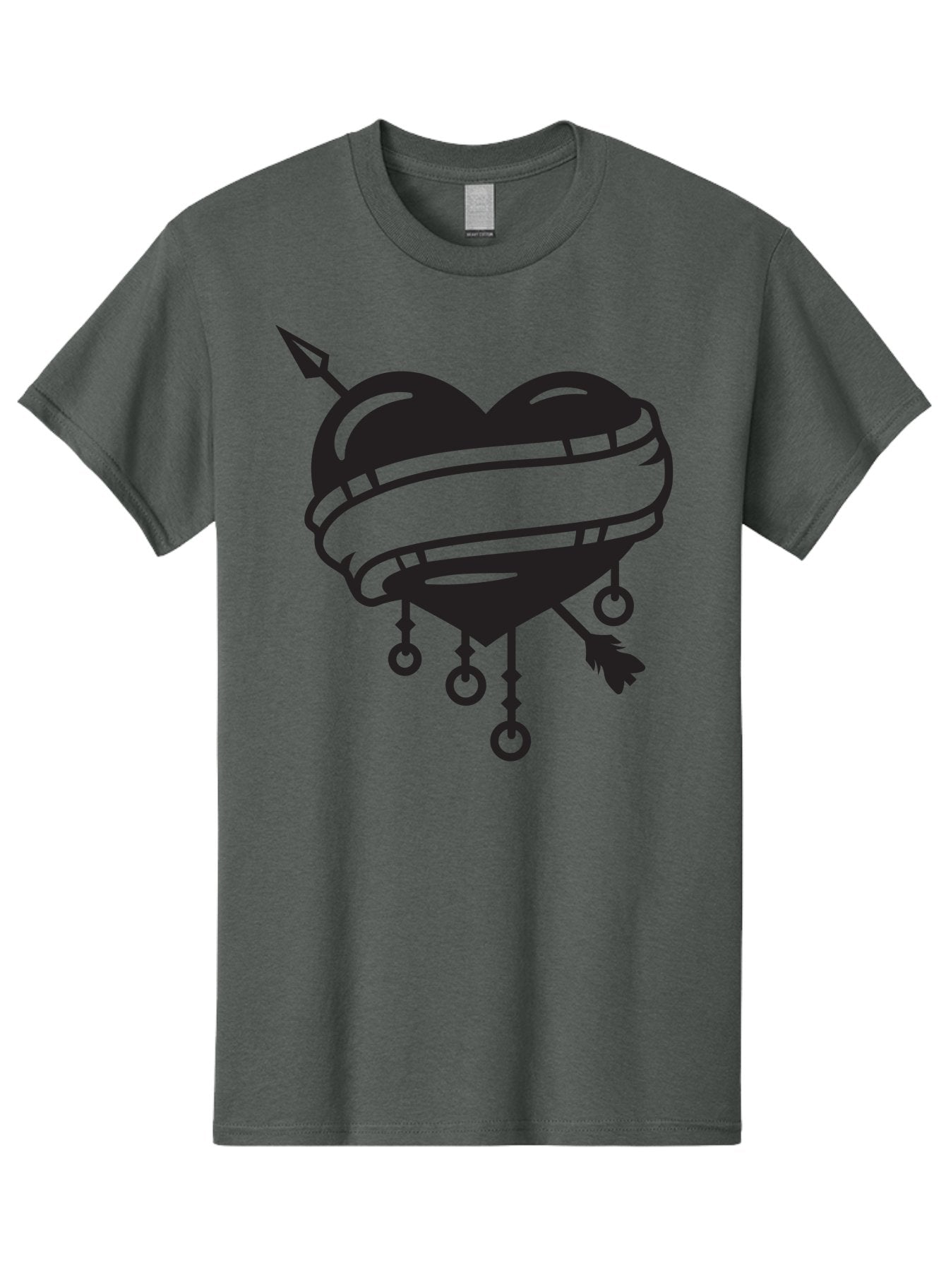 Heart-With-Arrow Men'S Graphic Tee, 100% Cotton, Comfortable Casual Summer Wear, Machine Washable, Heart With Arrow, Bound Heart, Symbolic Heart, Tattoo Art, Heart Design, Symbolic Love, Heart With Bindings Aab277 7