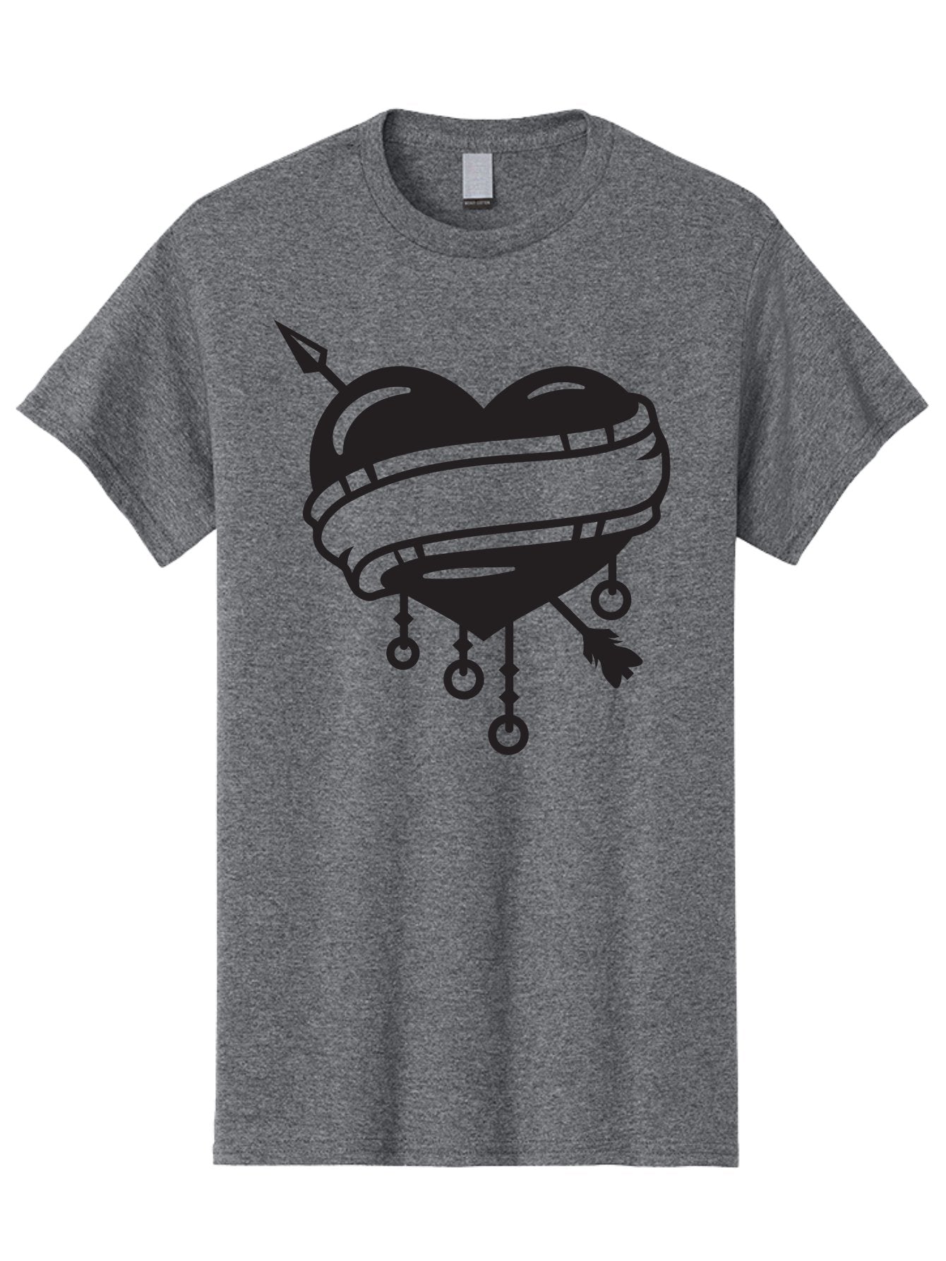 Heart-With-Arrow Men'S Graphic Tee, 100% Cotton, Comfortable Casual Summer Wear, Machine Washable, Heart With Arrow, Bound Heart, Symbolic Heart, Tattoo Art, Heart Design, Symbolic Love, Heart With Bindings Aab277 6