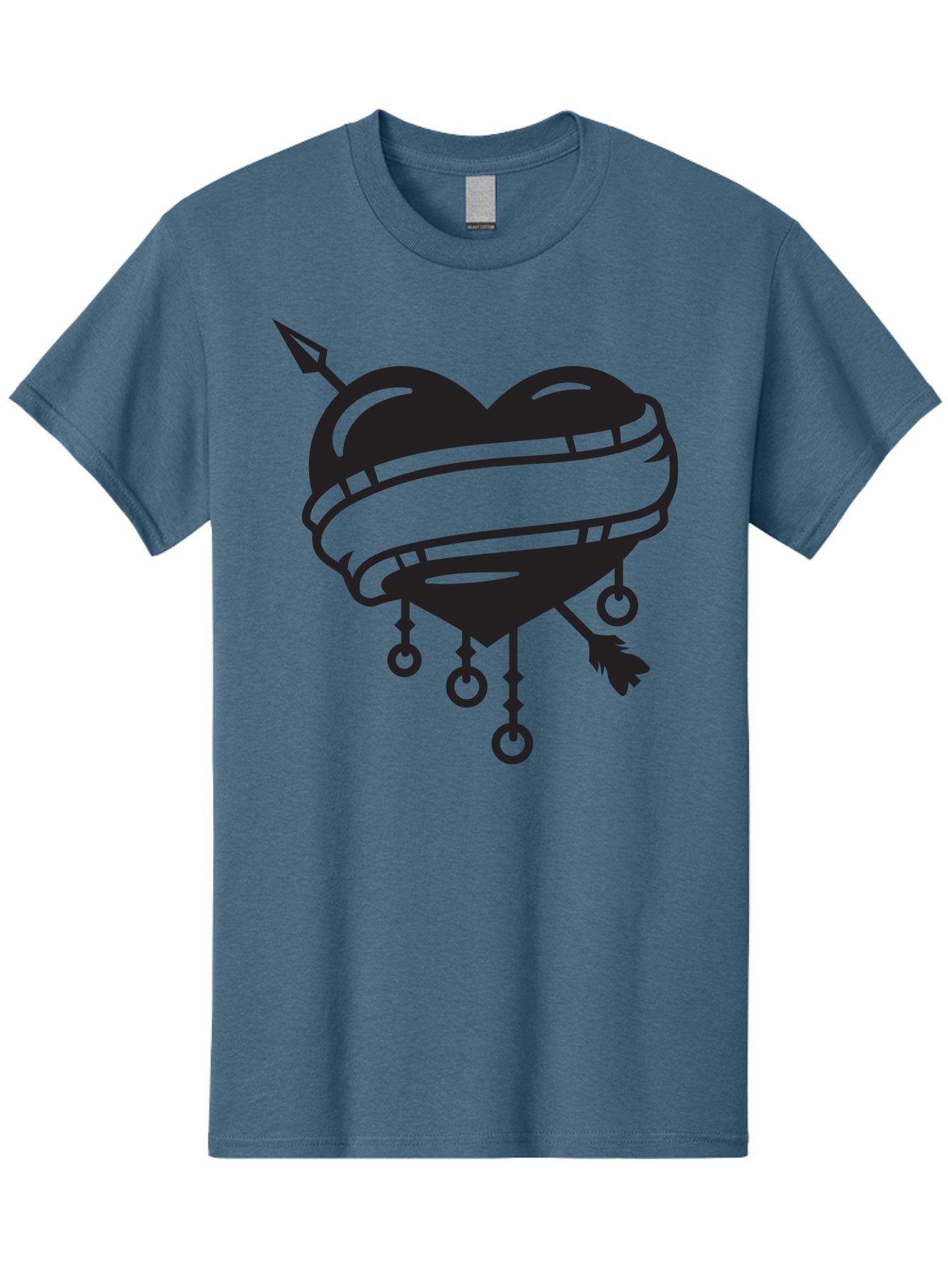 Heart-With-Arrow Men'S Graphic Tee, 100% Cotton, Comfortable Casual Summer Wear, Machine Washable, Heart With Arrow, Bound Heart, Symbolic Heart, Tattoo Art, Heart Design, Symbolic Love, Heart With Bindings Aab277 12