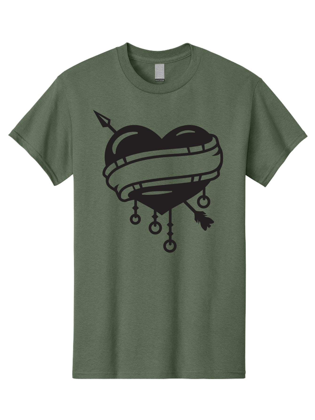 Heart-With-Arrow Men'S Graphic Tee, 100% Cotton, Comfortable Casual Summer Wear, Machine Washable, Heart With Arrow, Bound Heart, Symbolic Heart, Tattoo Art, Heart Design, Symbolic Love, Heart With Bindings Aab277 9