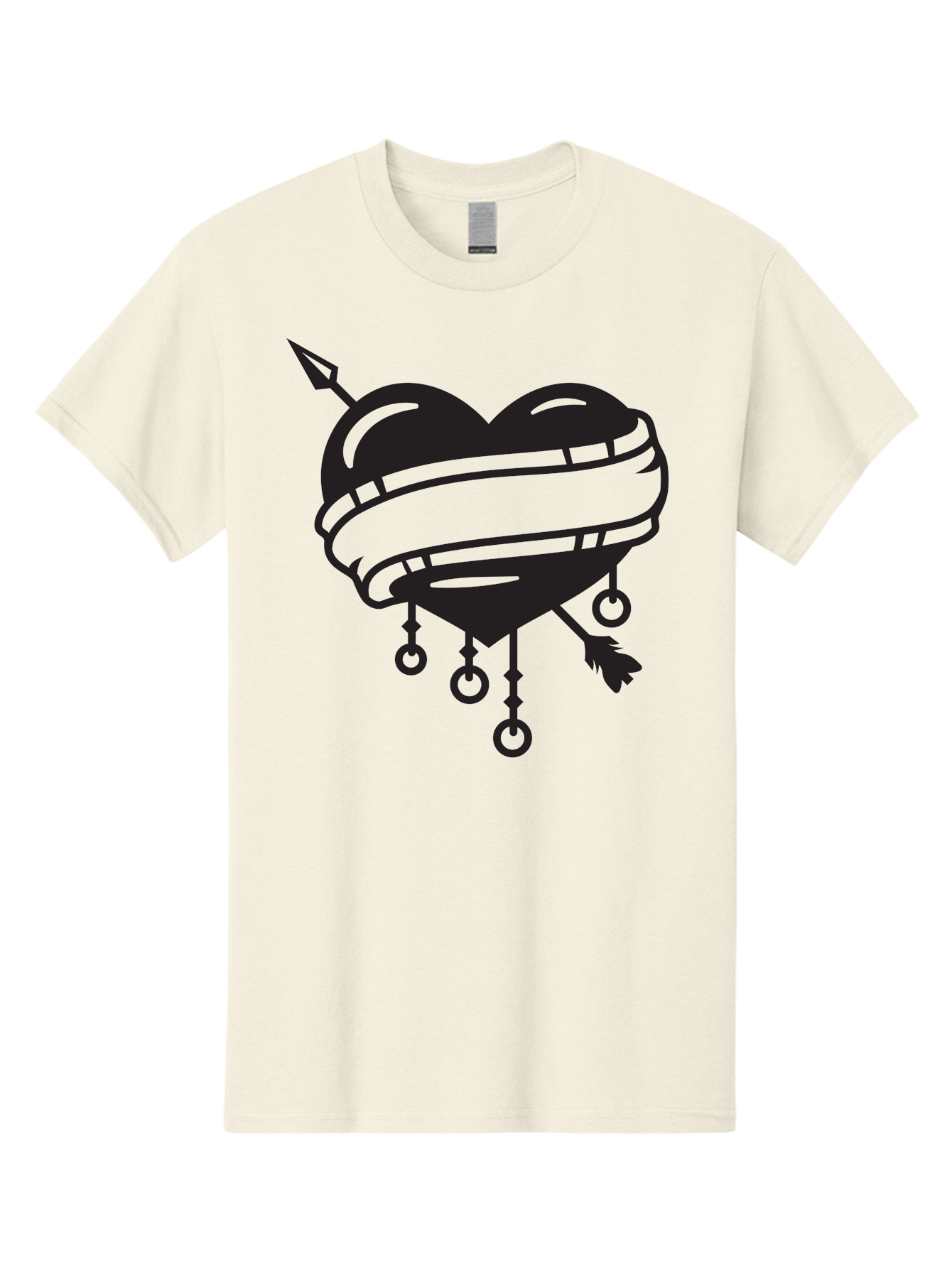 Heart-With-Arrow Men'S Graphic Tee, 100% Cotton, Comfortable Casual Summer Wear, Machine Washable, Heart With Arrow, Bound Heart, Symbolic Heart, Tattoo Art, Heart Design, Symbolic Love, Heart With Bindings Aab277 15