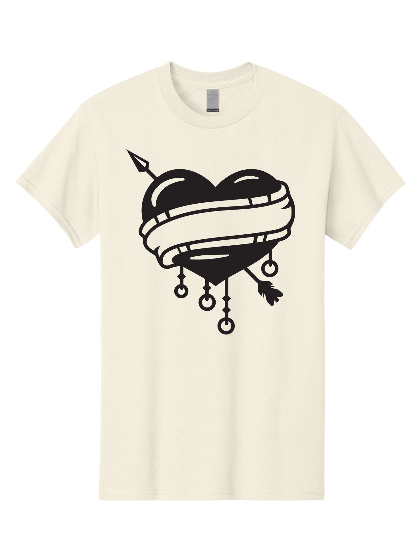 Heart-With-Arrow Men'S Graphic Tee, 100% Cotton, Comfortable Casual Summer Wear, Machine Washable, Heart With Arrow, Bound Heart, Symbolic Heart, Tattoo Art, Heart Design, Symbolic Love, Heart With Bindings Aab277 5