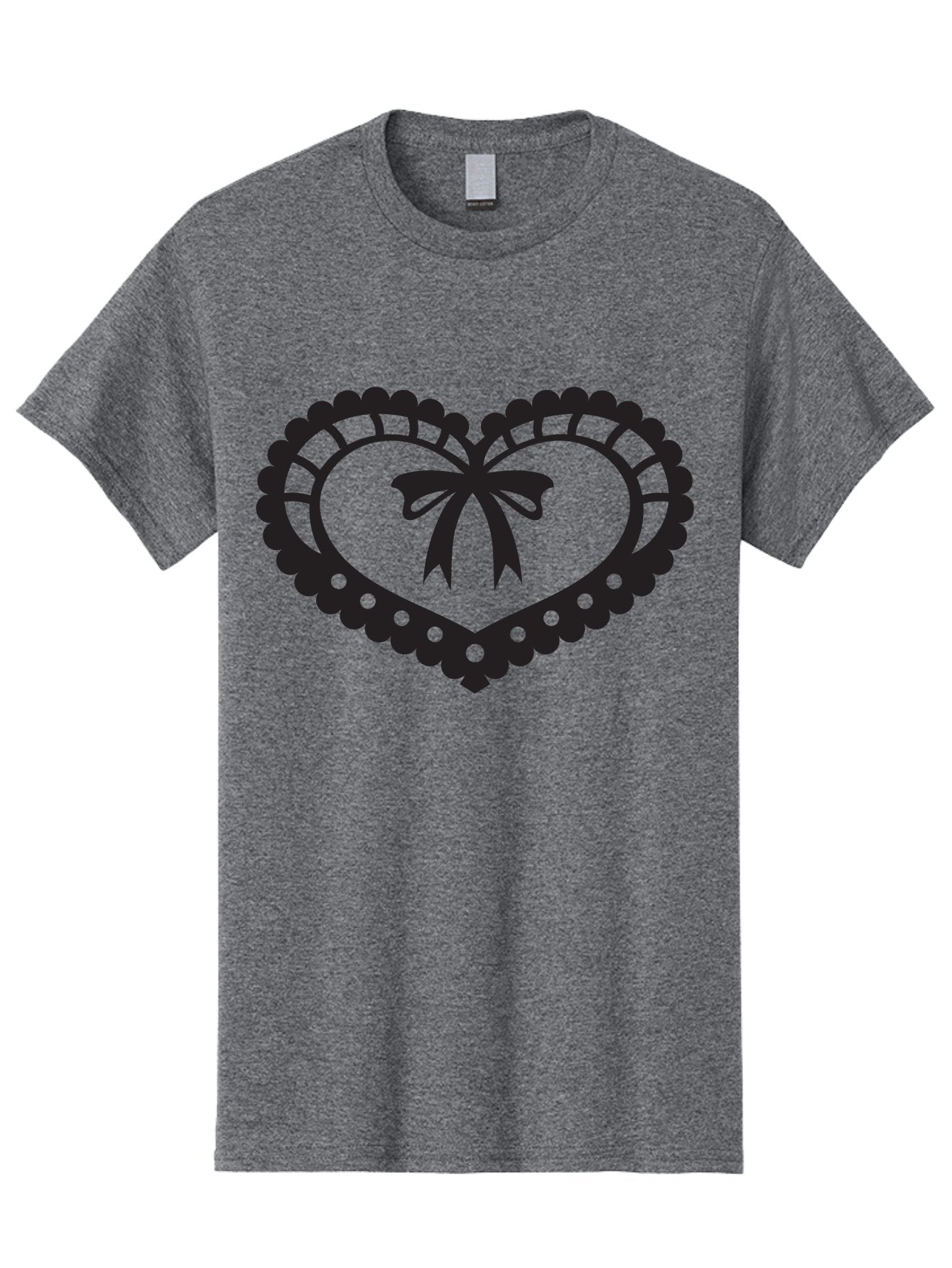 Heart-With-Bow-1 Men'S Graphic Tee, 100% Cotton, Comfortable Casual Summer Wear, Machine Washable, Heart Shape, Decorative Bow, Lace Details, Intricate Design, Love Symbol, Valentines Day, Heart Icon, Cute Graphic Aab278 6
