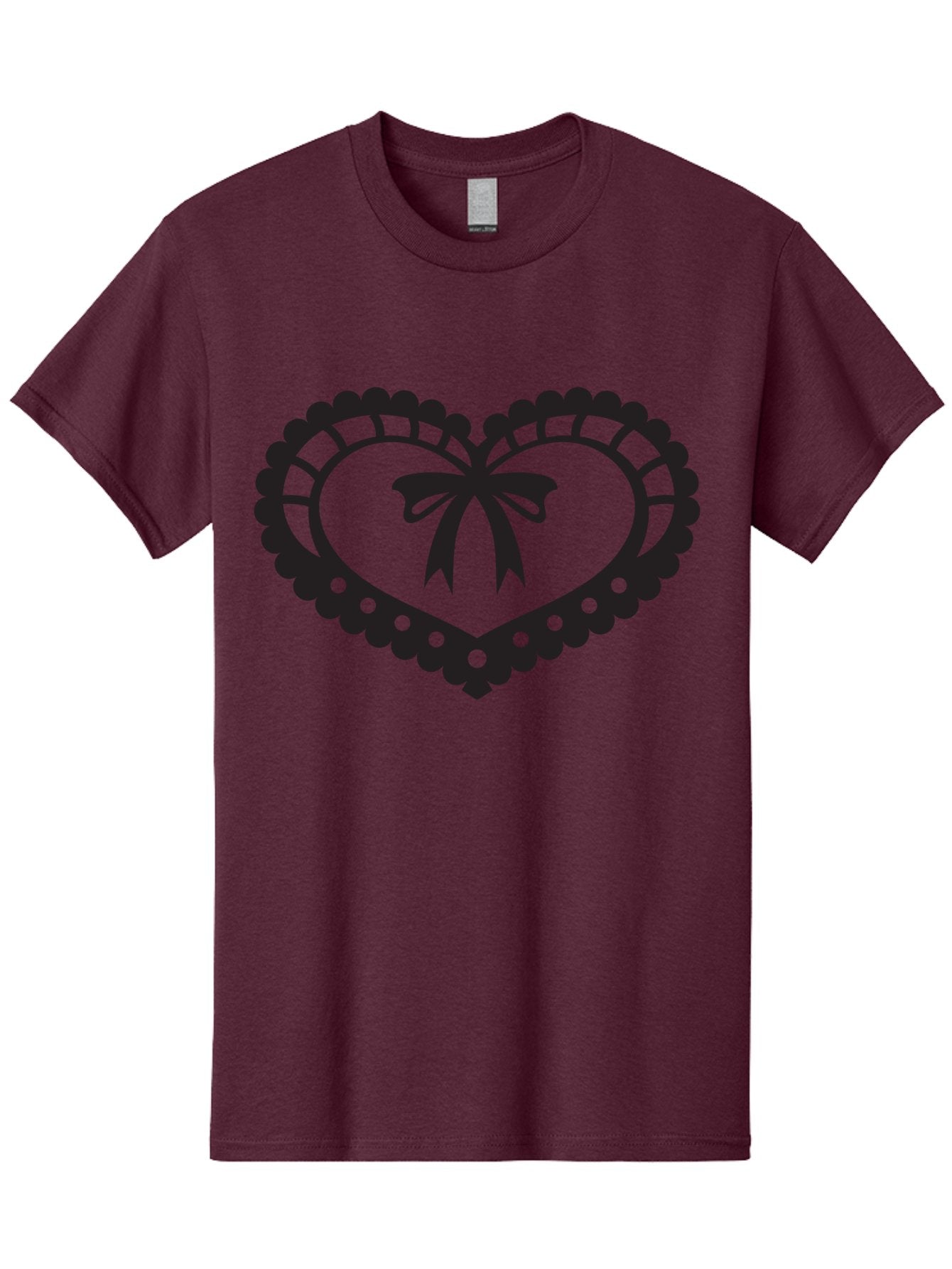 Heart-With-Bow-1 Men'S Graphic Tee, 100% Cotton, Comfortable Casual Summer Wear, Machine Washable, Heart Shape, Decorative Bow, Lace Details, Intricate Design, Love Symbol, Valentines Day, Heart Icon, Cute Graphic Aab278 12