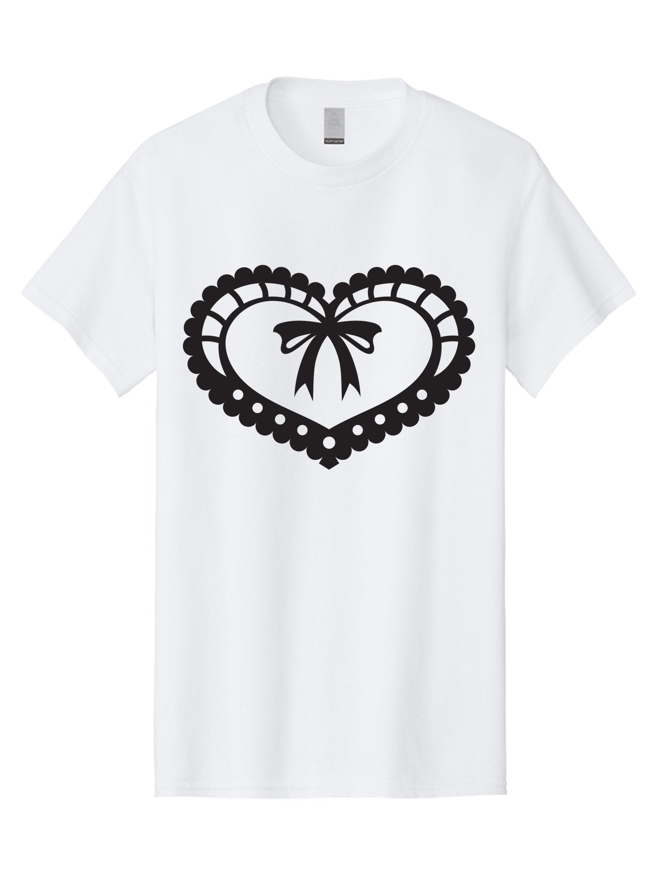 Heart-With-Bow-1 Men'S Graphic Tee, 100% Cotton, Comfortable Casual Summer Wear, Machine Washable, Heart Shape, Decorative Bow, Lace Details, Intricate Design, Love Symbol, Valentines Day, Heart Icon, Cute Graphic Aab278 11