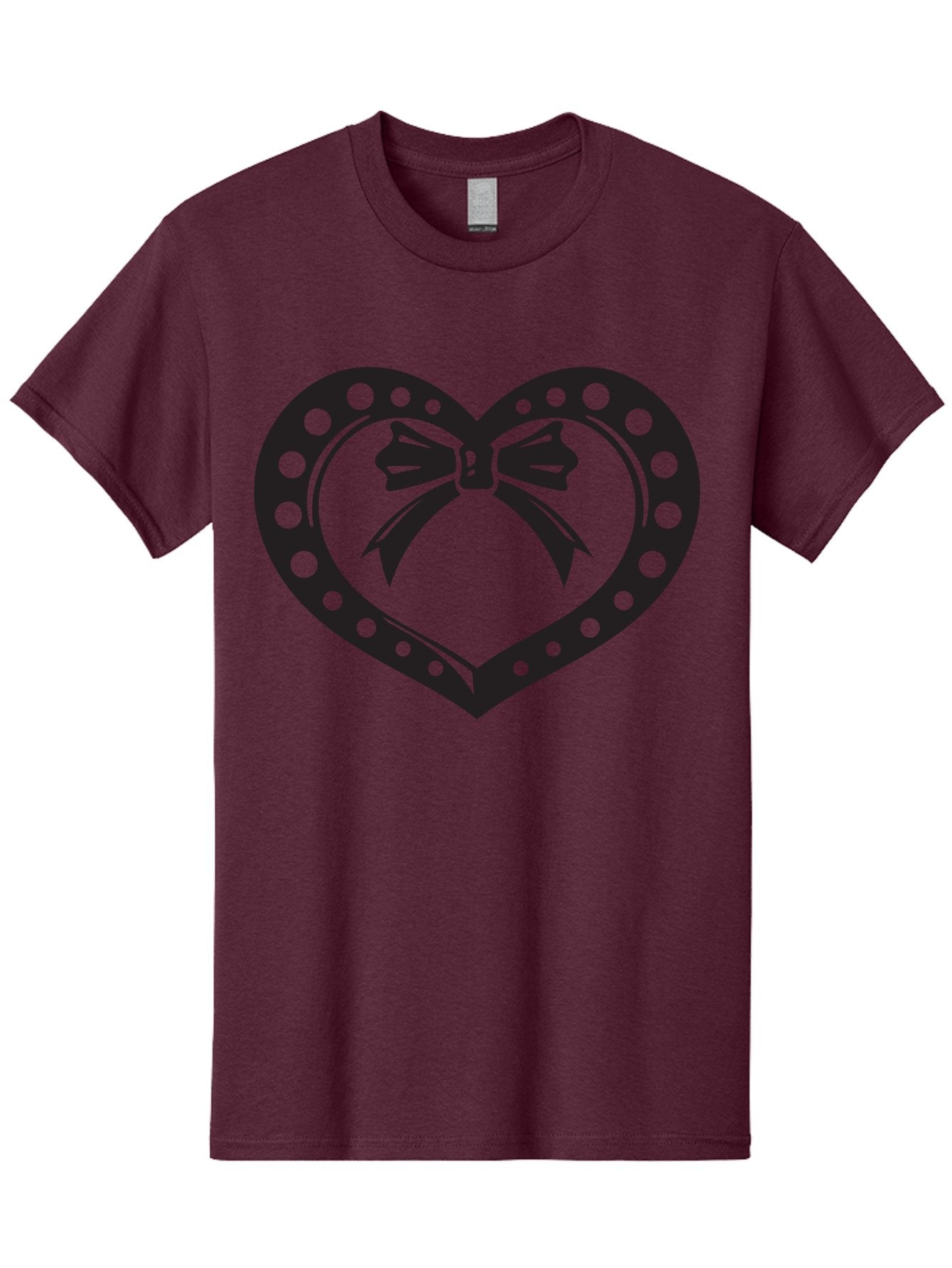 Heart-With-Bow Men'S Graphic Tee, 100% Cotton, Comfortable Casual Summer Wear, Machine Washable, Heart Shape, Bow Design, Polka Dots, Love Symbol, Romantic Gesture, Heartwarming, Cute Design, Heart Icon Aab279 15