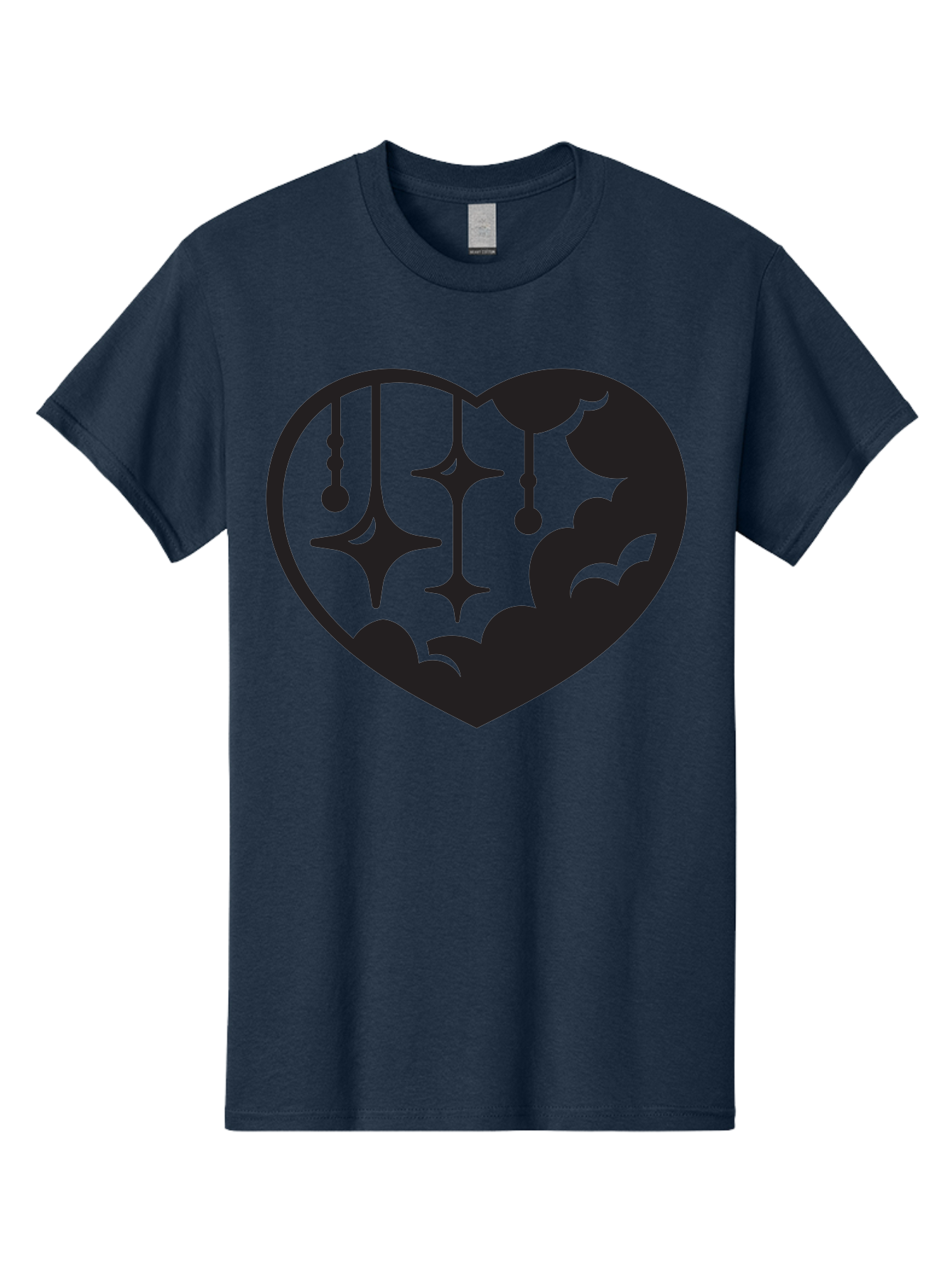 Heart-With-Clouds-And-Stars Men'S Graphic Tee, 100% Cotton, Comfortable Casual Summer Wear, Machine Washable, Heart Shape, Clouds, Stars, Celestial Design, Mystical Patterns, Whimsical Art, Dreamy Silhouettes, Abstract Shapes, Symbolic Heart Aab280 19