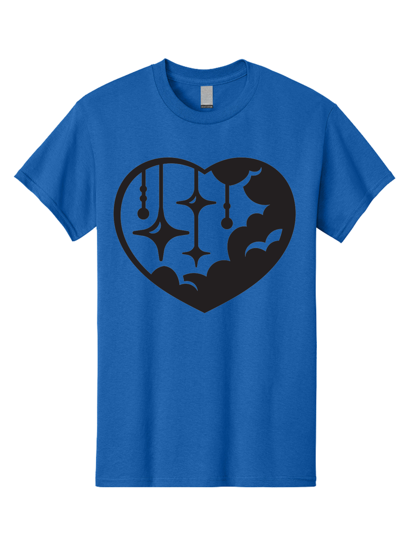 Heart-With-Clouds-And-Stars Men'S Graphic Tee, 100% Cotton, Comfortable Casual Summer Wear, Machine Washable, Heart Shape, Clouds, Stars, Celestial Design, Mystical Patterns, Whimsical Art, Dreamy Silhouettes, Abstract Shapes, Symbolic Heart Aab280 25