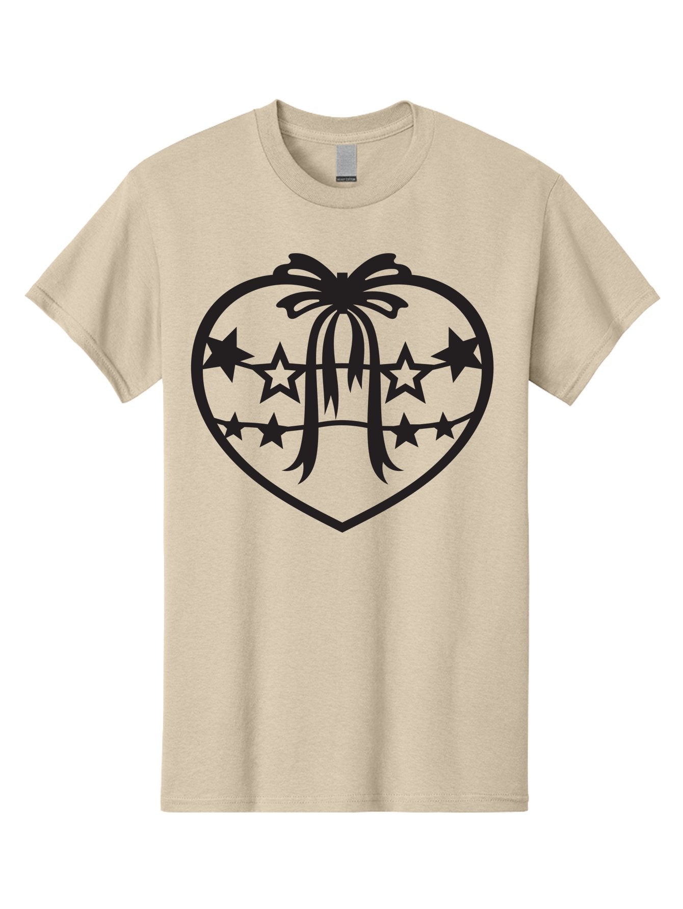 Heart-With-Ribbon-And-Stars Men'S Graphic Tee, 100% Cotton, Comfortable Casual Summer Wear, Machine Washable, Heart Shape, Stars, Ribbon Bow, Love Symbol, Heart Design, Celestial Theme, Starry Night, Heart Graphic, Ribbon, Abstract Art Aab283 12