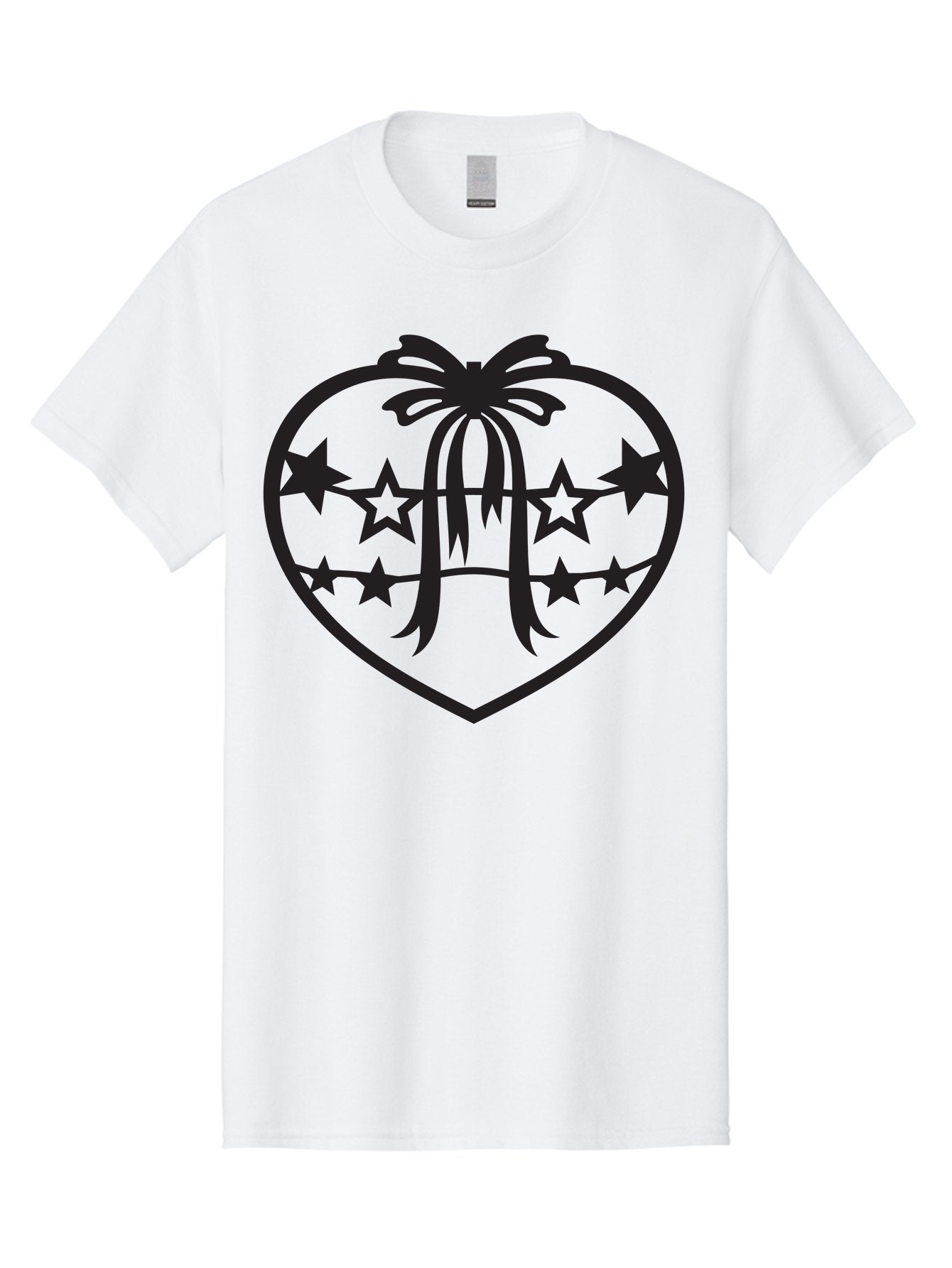 Heart-With-Ribbon-And-Stars Men'S Graphic Tee, 100% Cotton, Comfortable Casual Summer Wear, Machine Washable, Heart Shape, Stars, Ribbon Bow, Love Symbol, Heart Design, Celestial Theme, Starry Night, Heart Graphic, Ribbon, Abstract Art Aab283 3