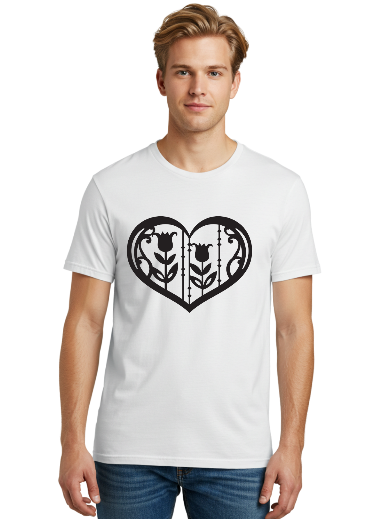 tulip design, heart shape, floral pattern, love symbol, decorative art, Valentine's theme, beautiful flowers 30