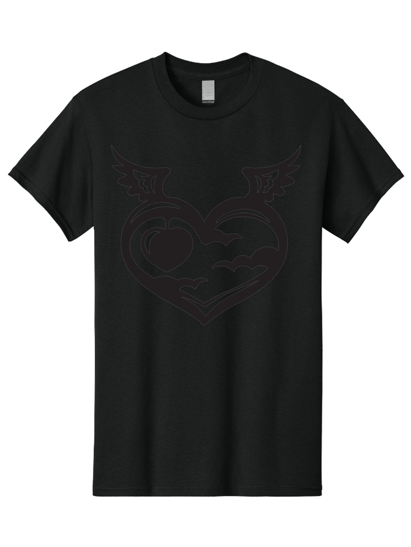 Heart-With-Wings-And-Apple Men'S Graphic Tee, 100% Cotton, Comfortable Casual Summer Wear, Machine Washable, Winged Heart Symbol, Heart With Wings, Apple Inside Heart, Symbolic Artwork, Tattoo Design, Love Icon, Heart Icon, Aab286 21