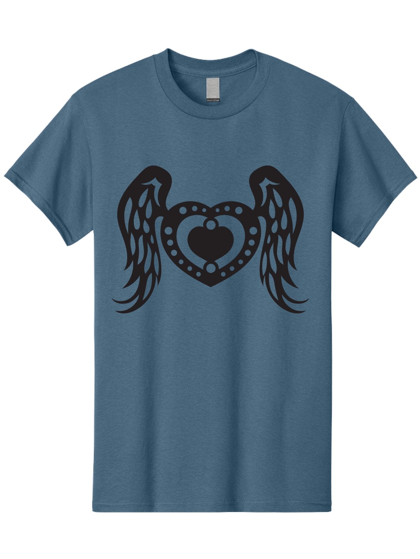 Heart-With-Wings Men'S Graphic Tee, 100% Cotton, Comfortable Casual Summer Wear, Machine Washable, Heart With Wings, Decorative Heart Design, Symbolic Heart Art, Winged Heart Illustration, Love Symbol, Heart Icon, Angel Wings, Aab287