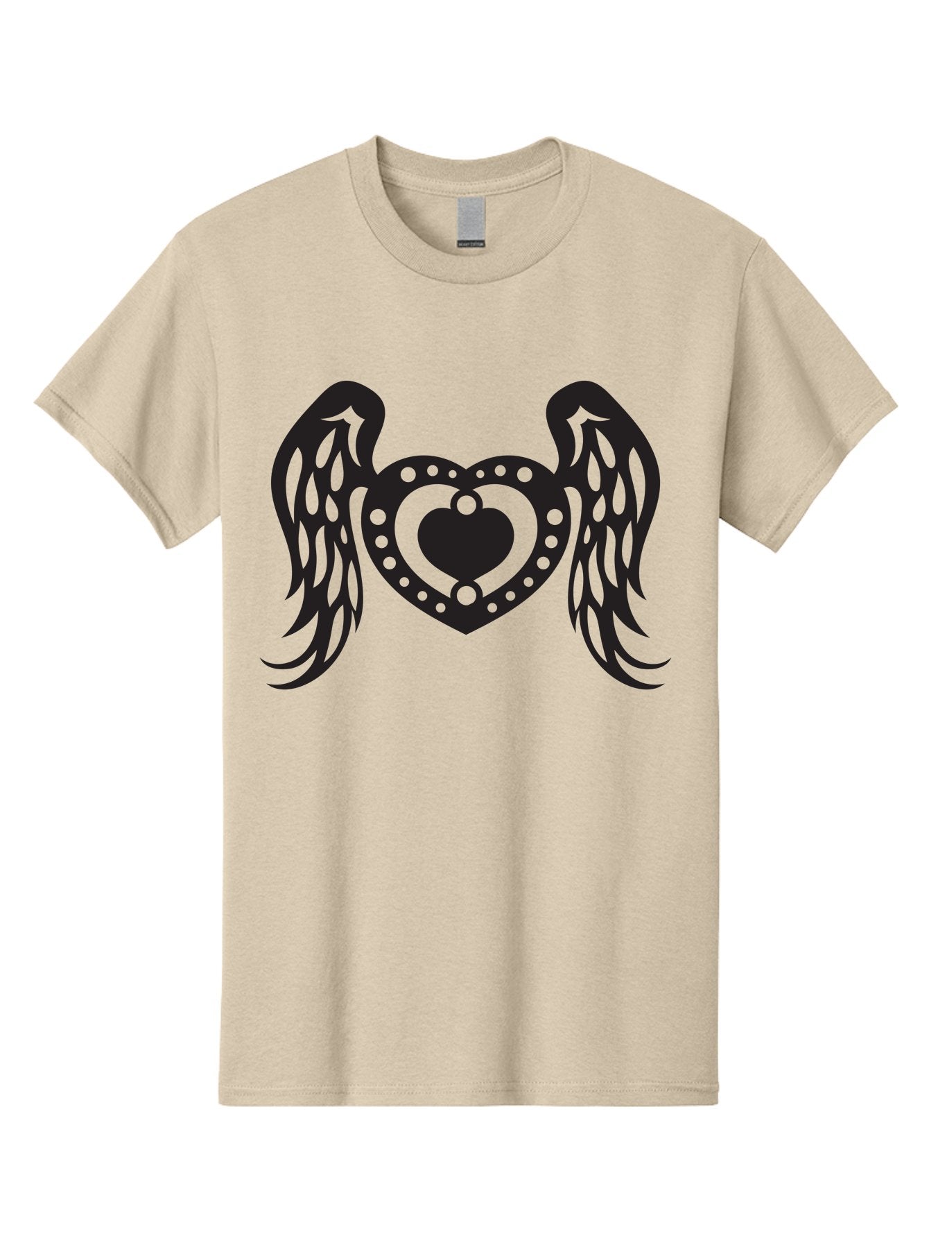 Heart-With-Wings Men'S Graphic Tee, 100% Cotton, Comfortable Casual Summer Wear, Machine Washable, Heart With Wings, Decorative Heart Design, Symbolic Heart Art, Winged Heart Illustration, Love Symbol, Heart Icon, Angel Wings, Aab287 3