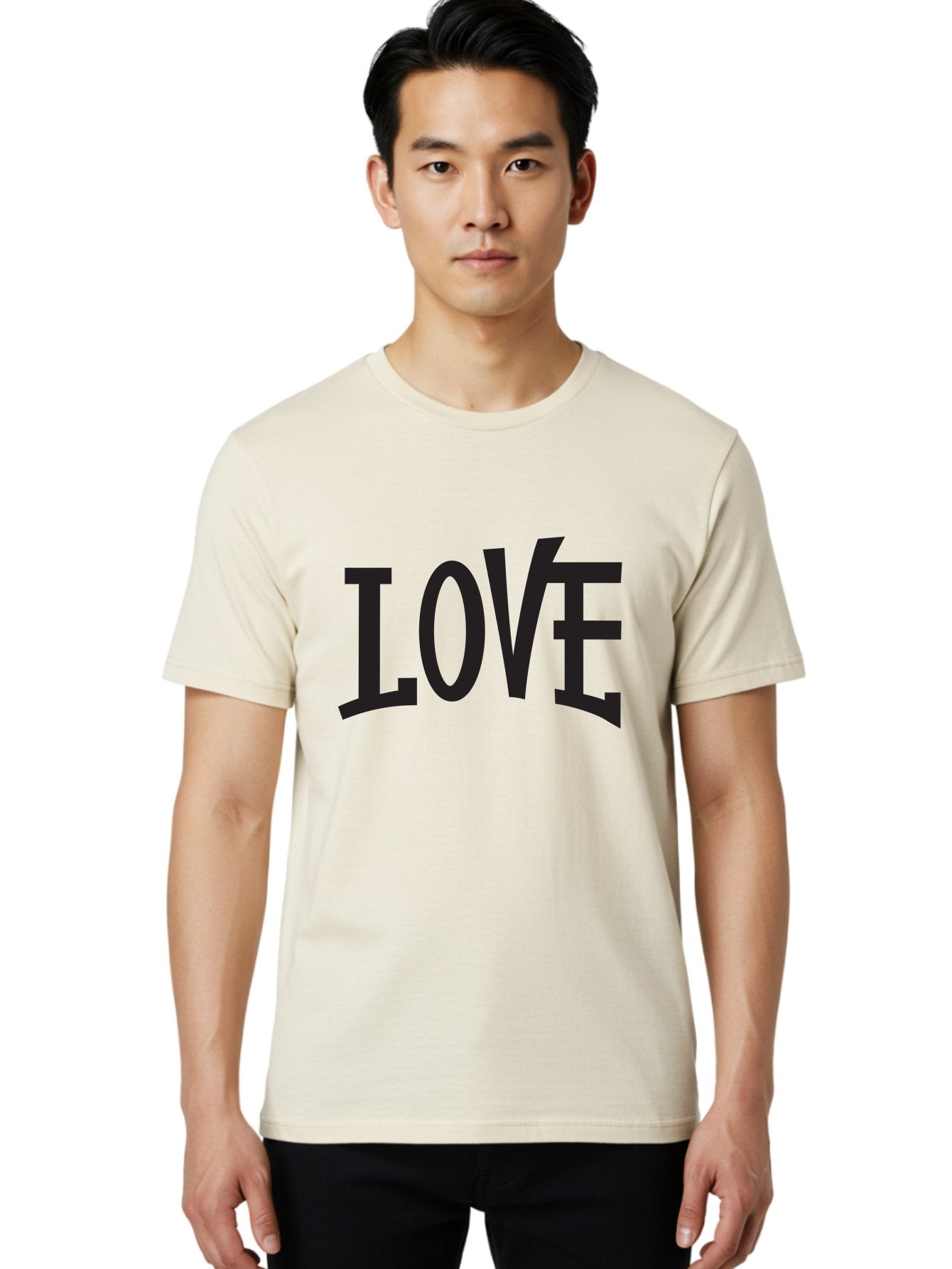 Love-2 Men'S Graphic Tee, 100% Cotton, Comfortable Casual Summer Wear, Machine Washable, Love Typography, Black Font, Bold Letters, Emotional Words, Heartfelt Expression, Love Quote, Typographic Art Aab290 24