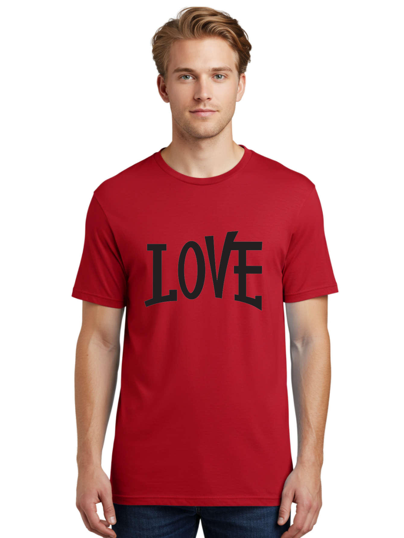 Love-2 Men'S Graphic Tee, 100% Cotton, Comfortable Casual Summer Wear, Machine Washable, Love Typography, Black Font, Bold Letters, Emotional Words, Heartfelt Expression, Love Quote, Typographic Art Aab290