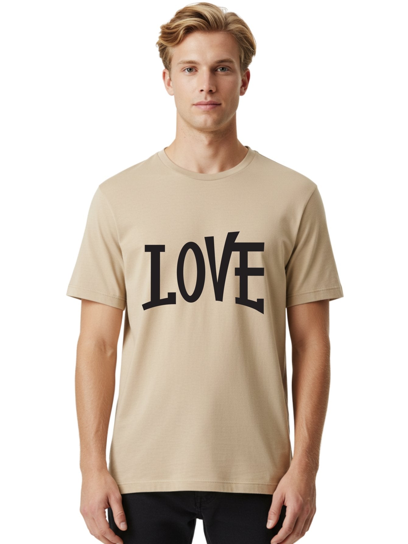 Love-2 Men'S Graphic Tee, 100% Cotton, Comfortable Casual Summer Wear, Machine Washable, Love Typography, Black Font, Bold Letters, Emotional Words, Heartfelt Expression, Love Quote, Typographic Art Aab290 25