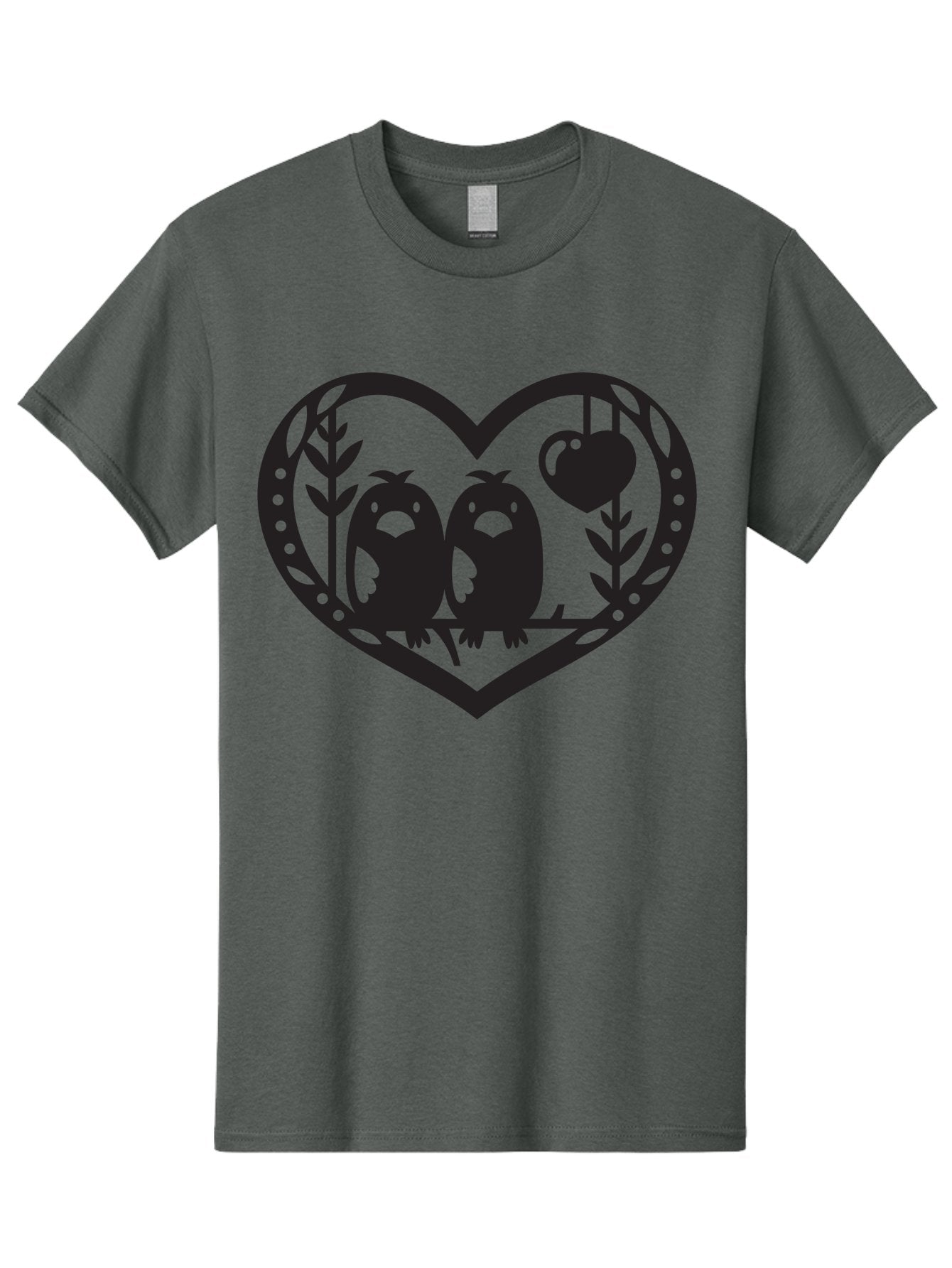 Love-Birds-1 Men'S Graphic Tee, 100% Cotton, Comfortable Casual Summer Wear, Machine Washable, Pair Of Birds Perched On Branch, Heart-Shaped Frame, Love Symbolism, Decorative Design, Minimalist Style, Simple Shapes, Cute Illustration, Aab291 13