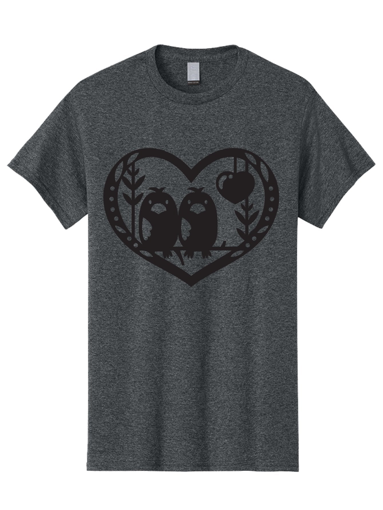 Love-Birds-1 Men'S Graphic Tee, 100% Cotton, Comfortable Casual Summer Wear, Machine Washable, Pair Of Birds Perched On Branch, Heart-Shaped Frame, Love Symbolism, Decorative Design, Minimalist Style, Simple Shapes, Cute Illustration, Aab291 3