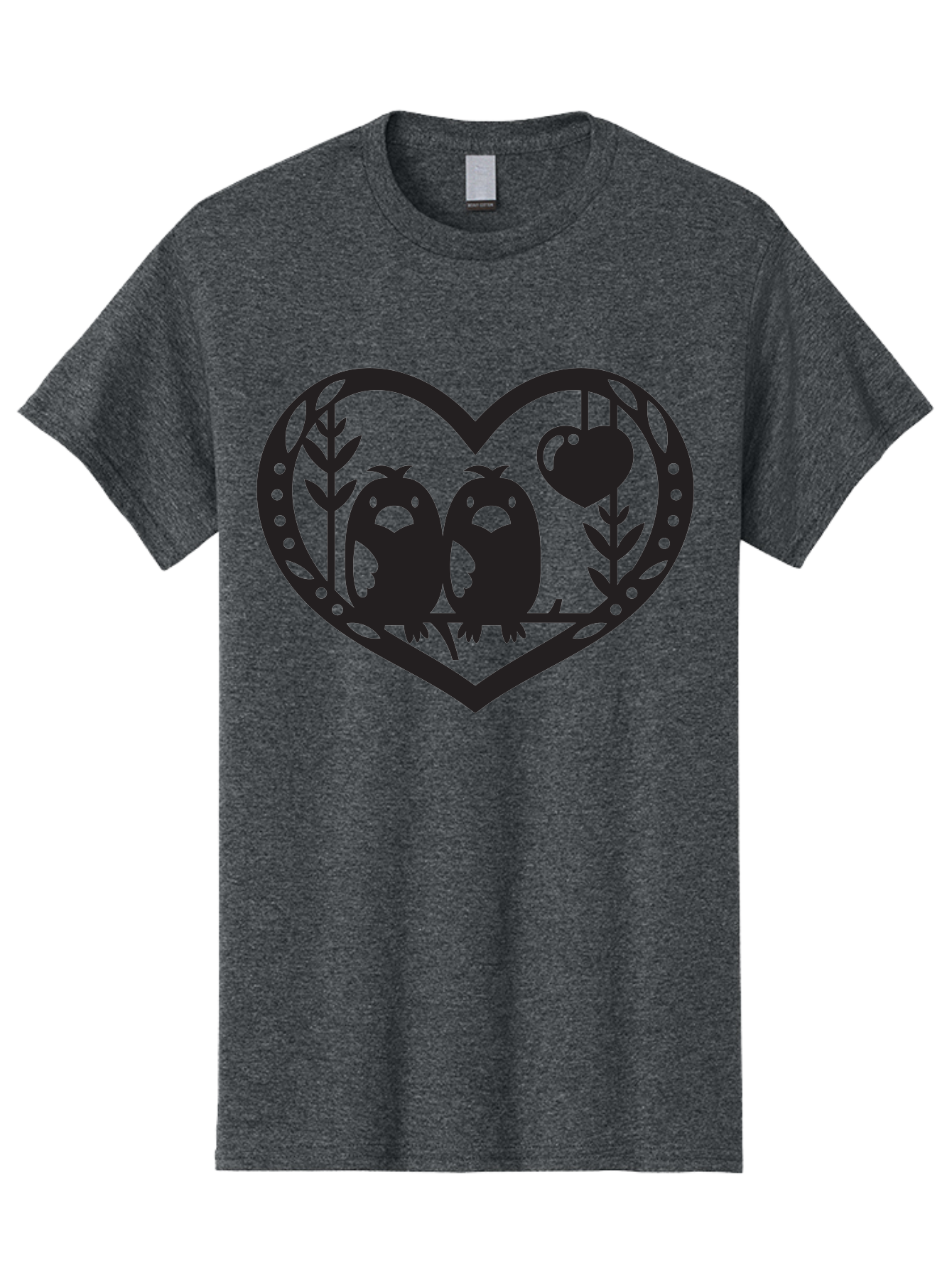 Love-Birds-1 Men'S Graphic Tee, 100% Cotton, Comfortable Casual Summer Wear, Machine Washable, Pair Of Birds Perched On Branch, Heart-Shaped Frame, Love Symbolism, Decorative Design, Minimalist Style, Simple Shapes, Cute Illustration, Aab291 17