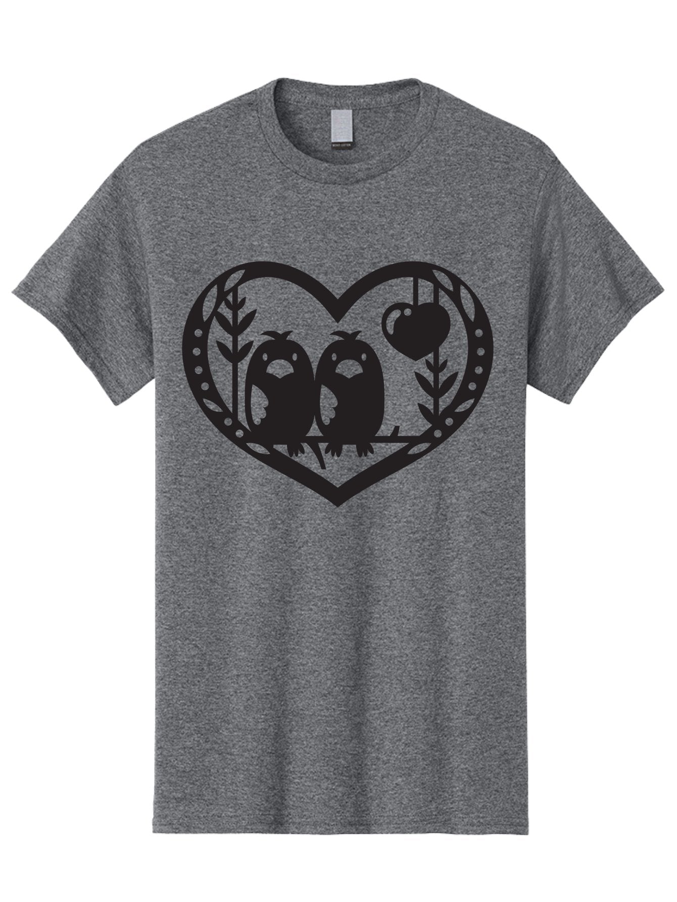 Love-Birds-1 Men'S Graphic Tee, 100% Cotton, Comfortable Casual Summer Wear, Machine Washable, Pair Of Birds Perched On Branch, Heart-Shaped Frame, Love Symbolism, Decorative Design, Minimalist Style, Simple Shapes, Cute Illustration, Aab291 5