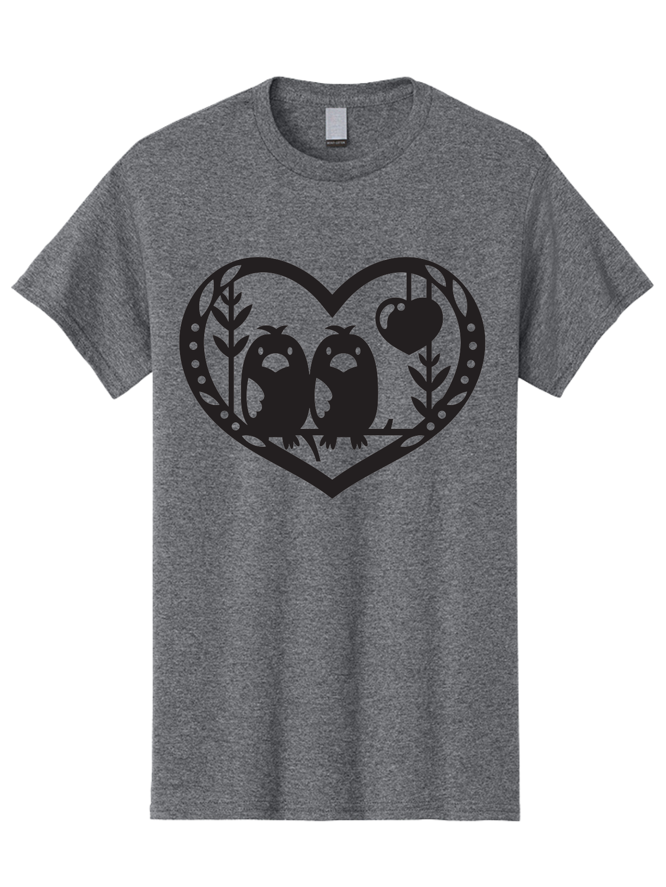 Love-Birds-1 Men'S Graphic Tee, 100% Cotton, Comfortable Casual Summer Wear, Machine Washable, Pair Of Birds Perched On Branch, Heart-Shaped Frame, Love Symbolism, Decorative Design, Minimalist Style, Simple Shapes, Cute Illustration, Aab291 15