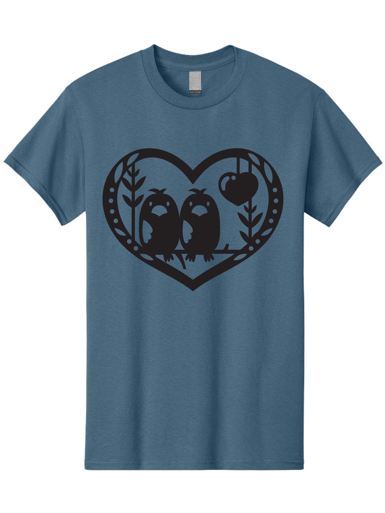 Love-Birds-1 Men'S Graphic Tee, 100% Cotton, Comfortable Casual Summer Wear, Machine Washable, Pair Of Birds Perched On Branch, Heart-Shaped Frame, Love Symbolism, Decorative Design, Minimalist Style, Simple Shapes, Cute Illustration, Aab291 6