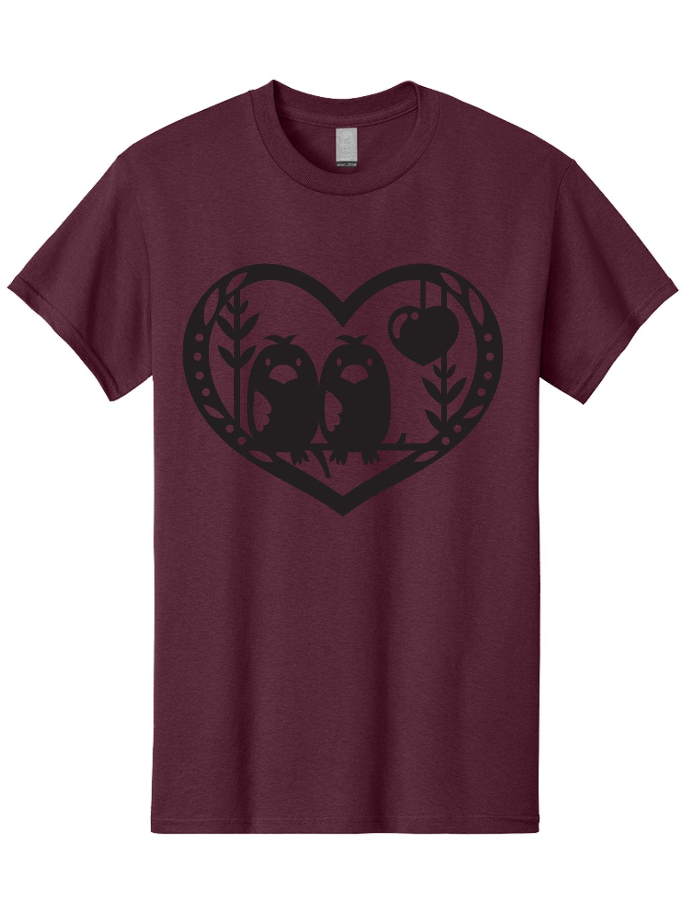 Love-Birds-1 Men'S Graphic Tee, 100% Cotton, Comfortable Casual Summer Wear, Machine Washable, Pair Of Birds Perched On Branch, Heart-Shaped Frame, Love Symbolism, Decorative Design, Minimalist Style, Simple Shapes, Cute Illustration, Aab291 9